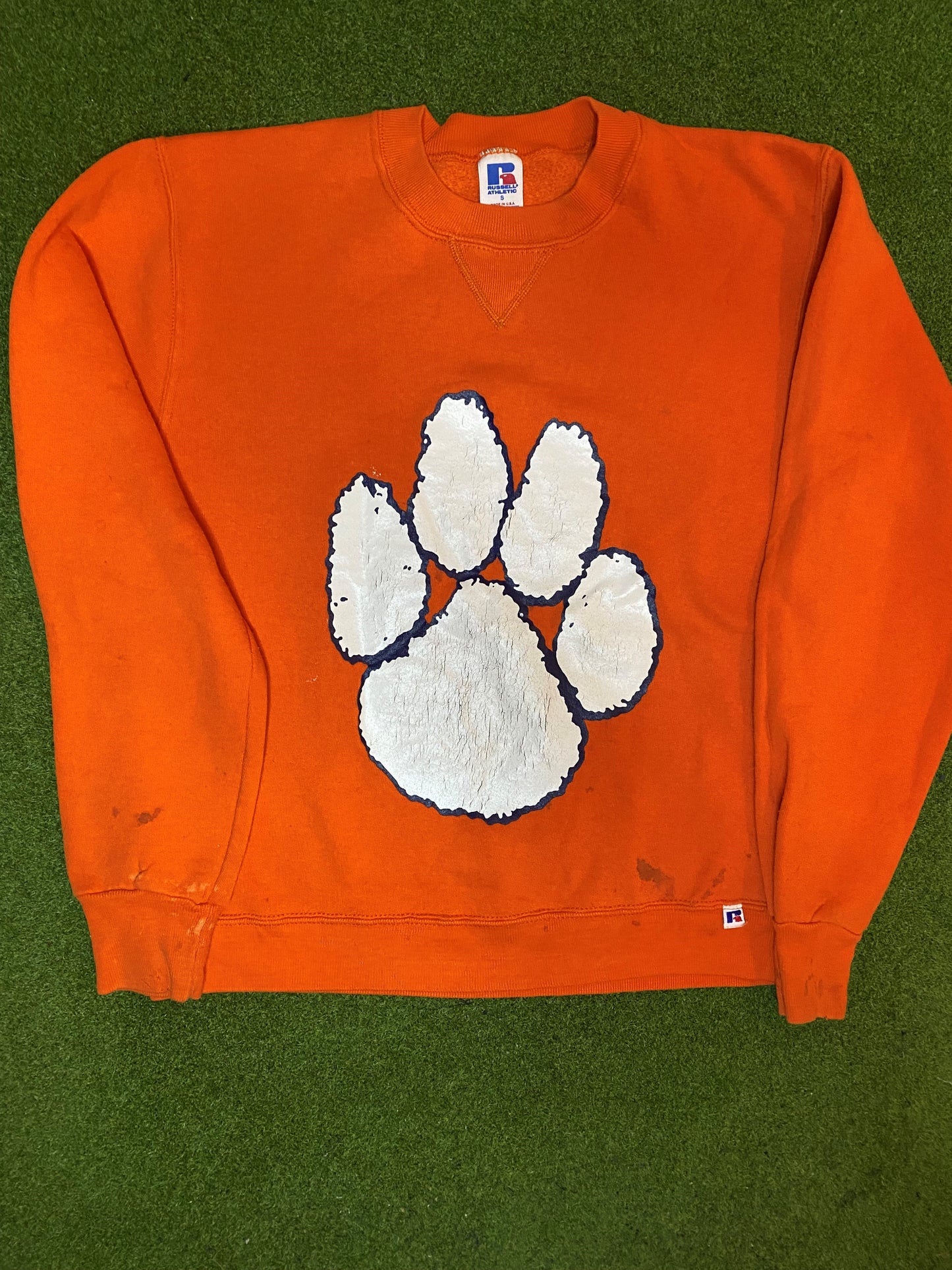 80s Clemson Tigers - Vintage College Crewneck Sweatshirt (Small) - Gametime Vintage