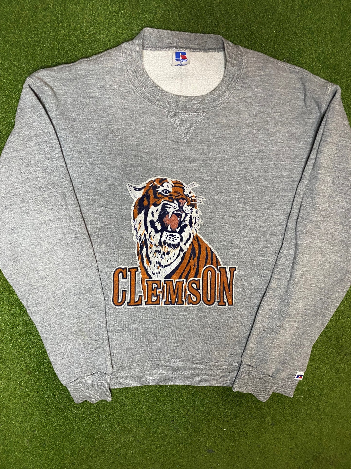 80s Clemson Tigers - Vintage College Crewneck Sweatshirt (Medium) - Gametime Vintage