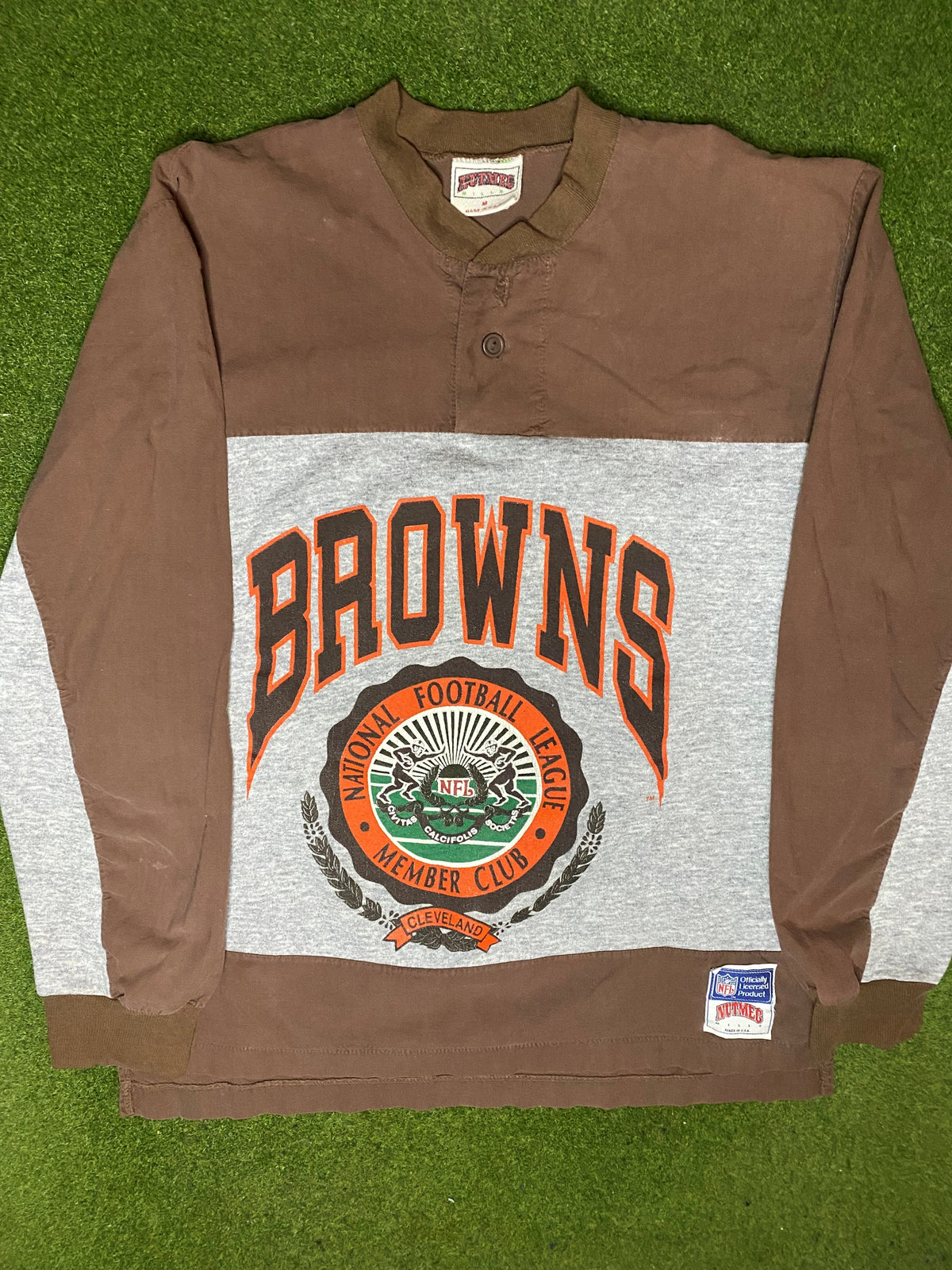 Cleveland Browns de los 80 - Camiseta de manga larga vintage de la NFL (Talla M)