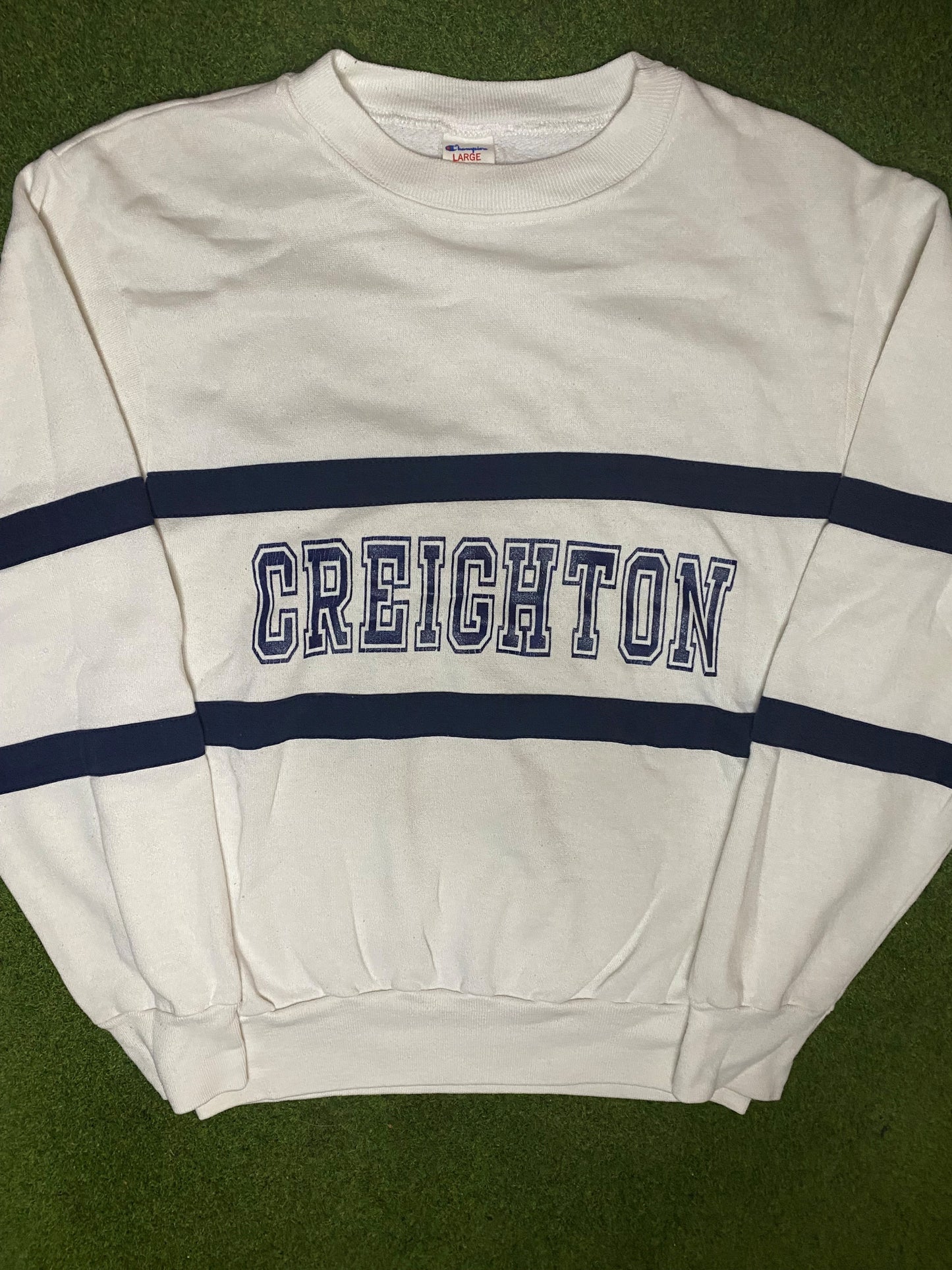80s Creighton Blue Jays - Vintage College Sweatshirt (Large) - Gametime Vintage