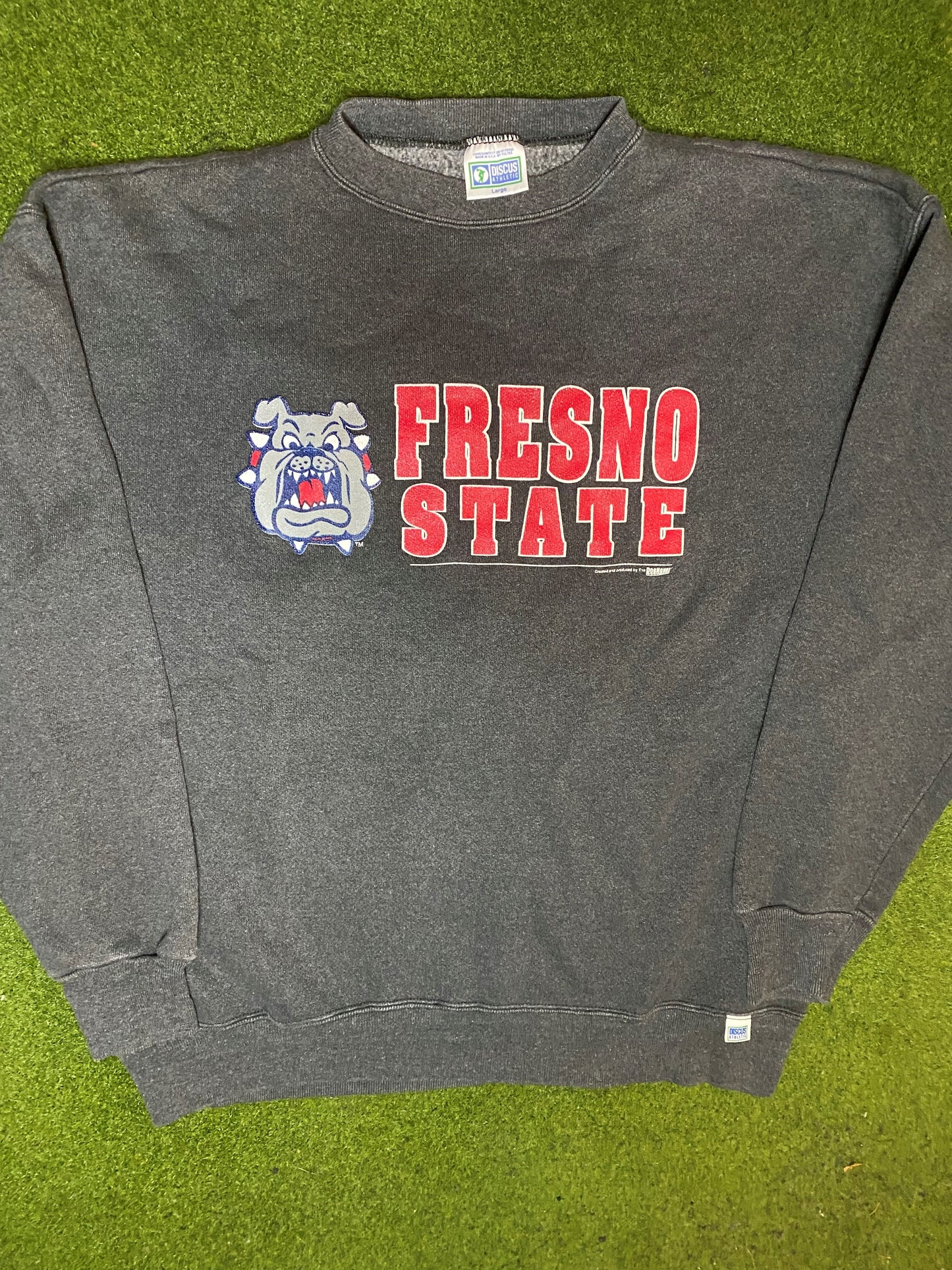 80s Fresno State Bulldogs - Vintage College Sweatshirt (Large) - Gametime Vintage