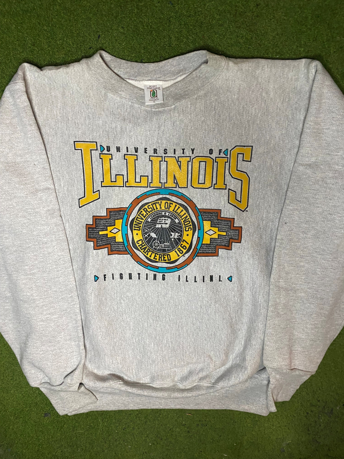 80s Illinois Fighting Illini - Vintage College Sweatshirt (XL) - Gametime Vintage