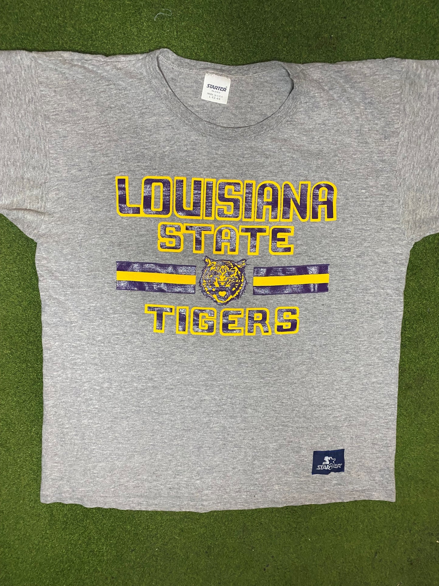 80s LSU Tigers - Vintage College T-Shirt (Large) - Gametime Vintage