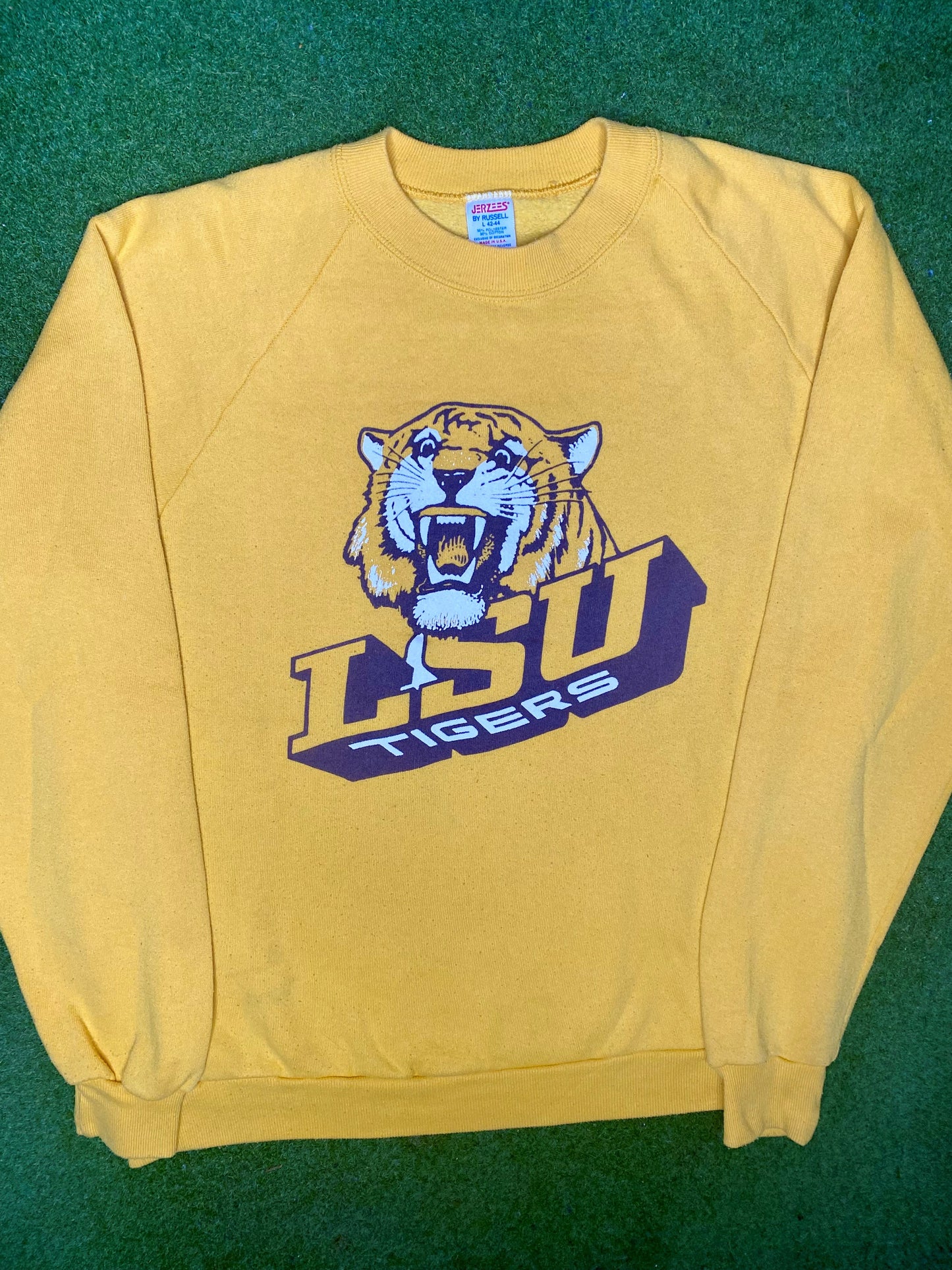 Sudadera universitaria vintage de los LSU Tigers de los 80 (talla L)