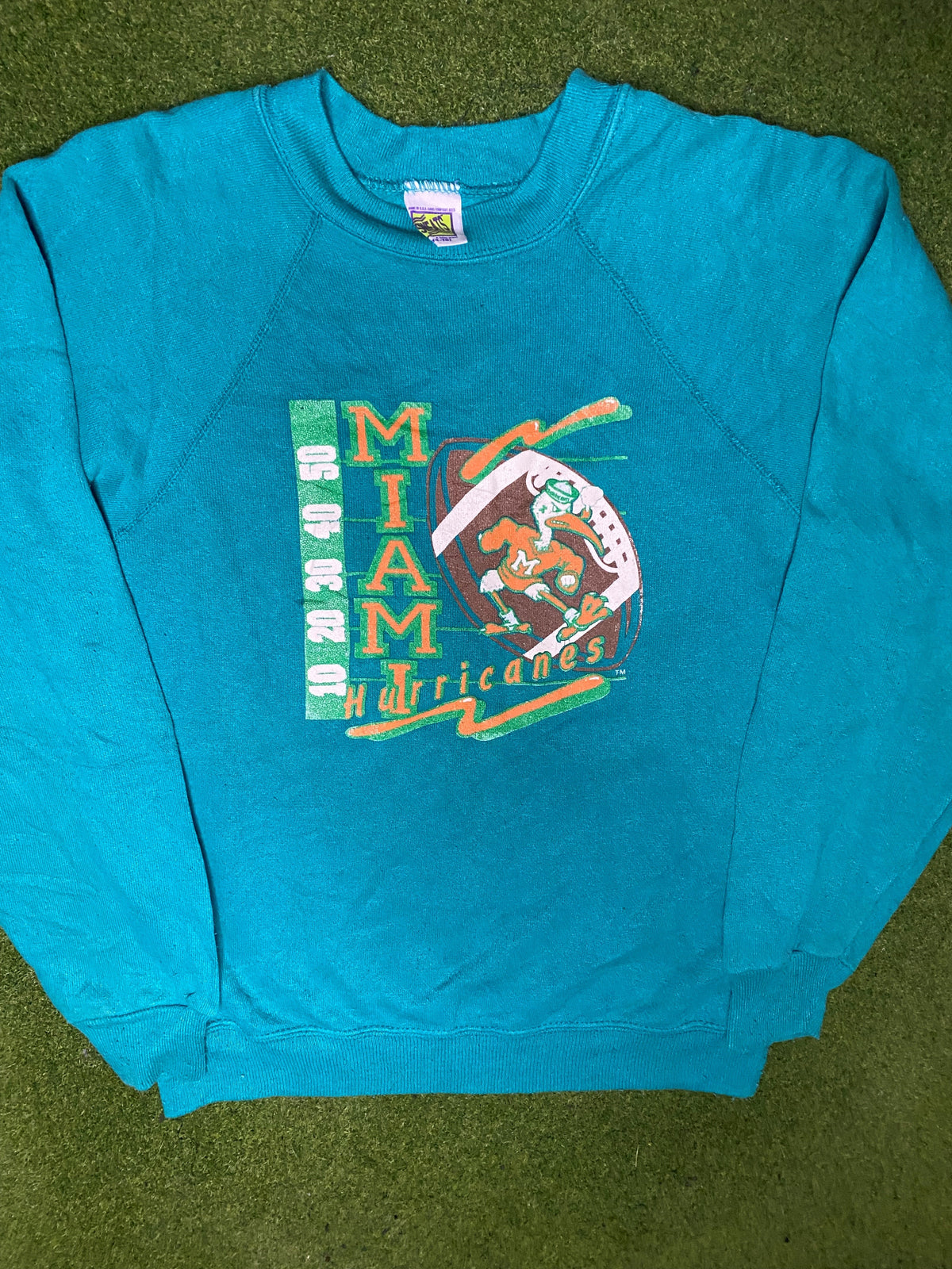 80s Miami Hurricanes - Vintage College Sweatshirt (Youth Lare) - Gametime Vintage