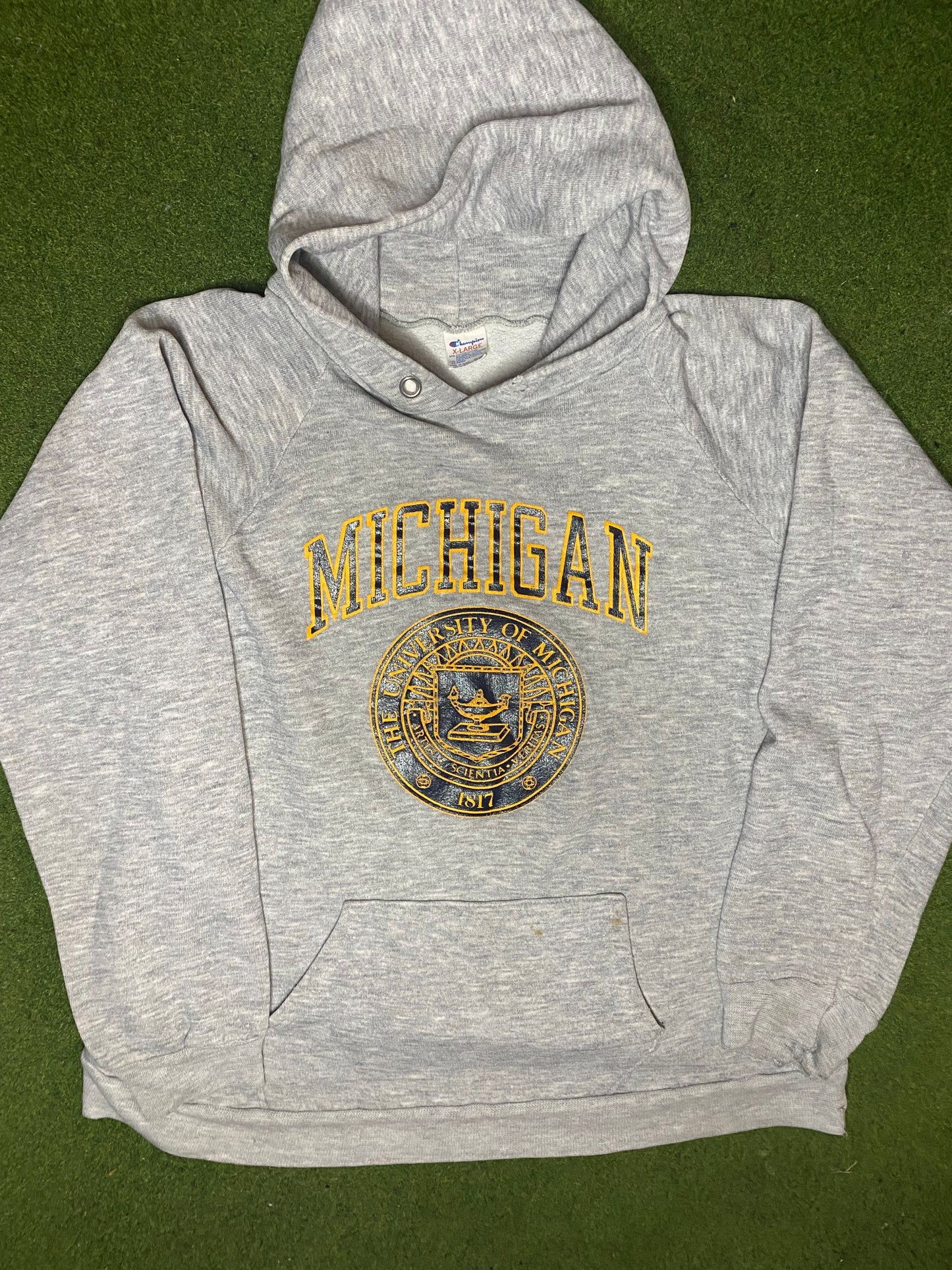 80s Michigan Wolverines - Vintage University Hoodie (XL) - Gametime Vintage