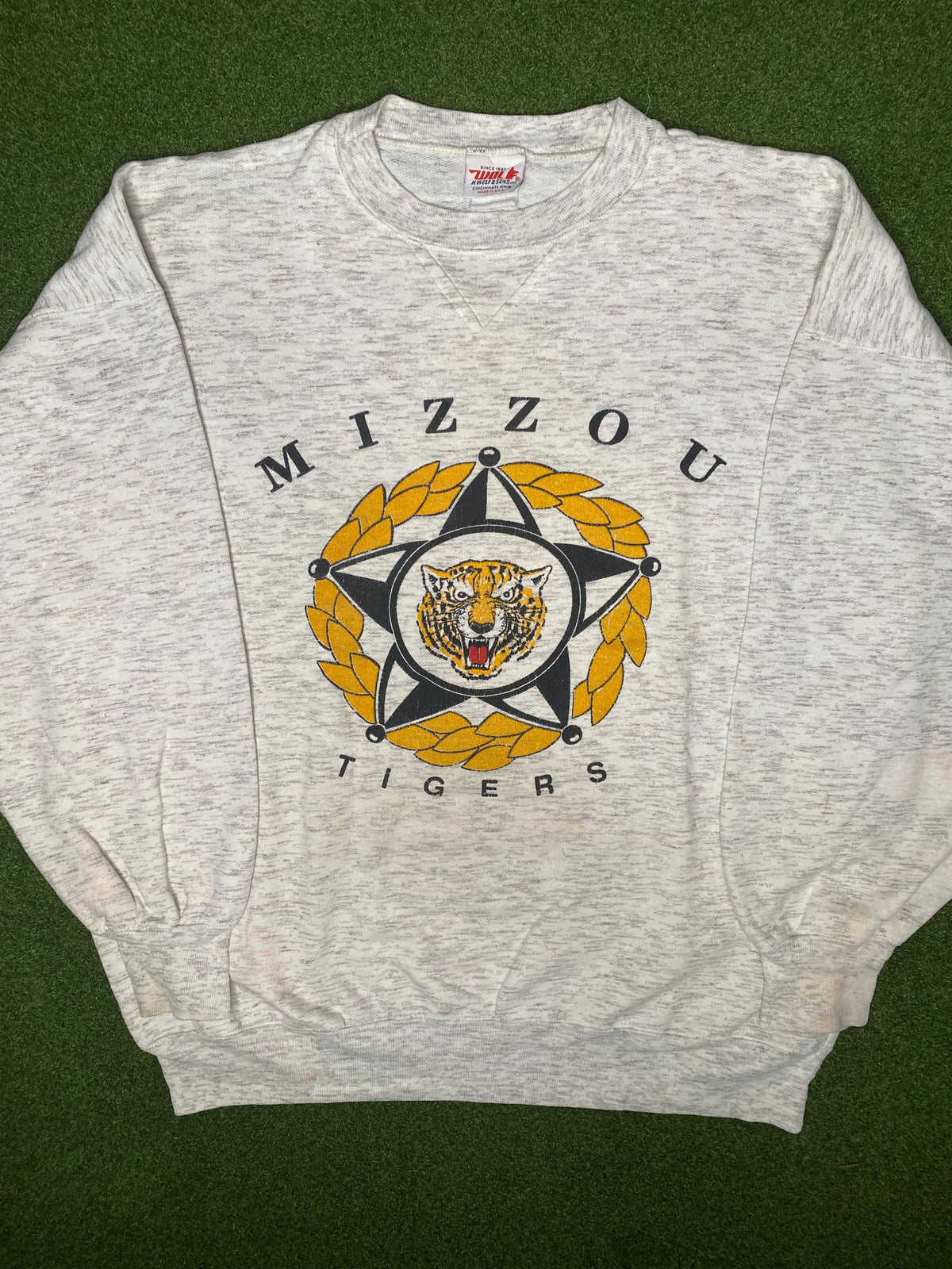 Sudadera vintage con cuello redondo de los Missouri Tigers de los 80 (XL)