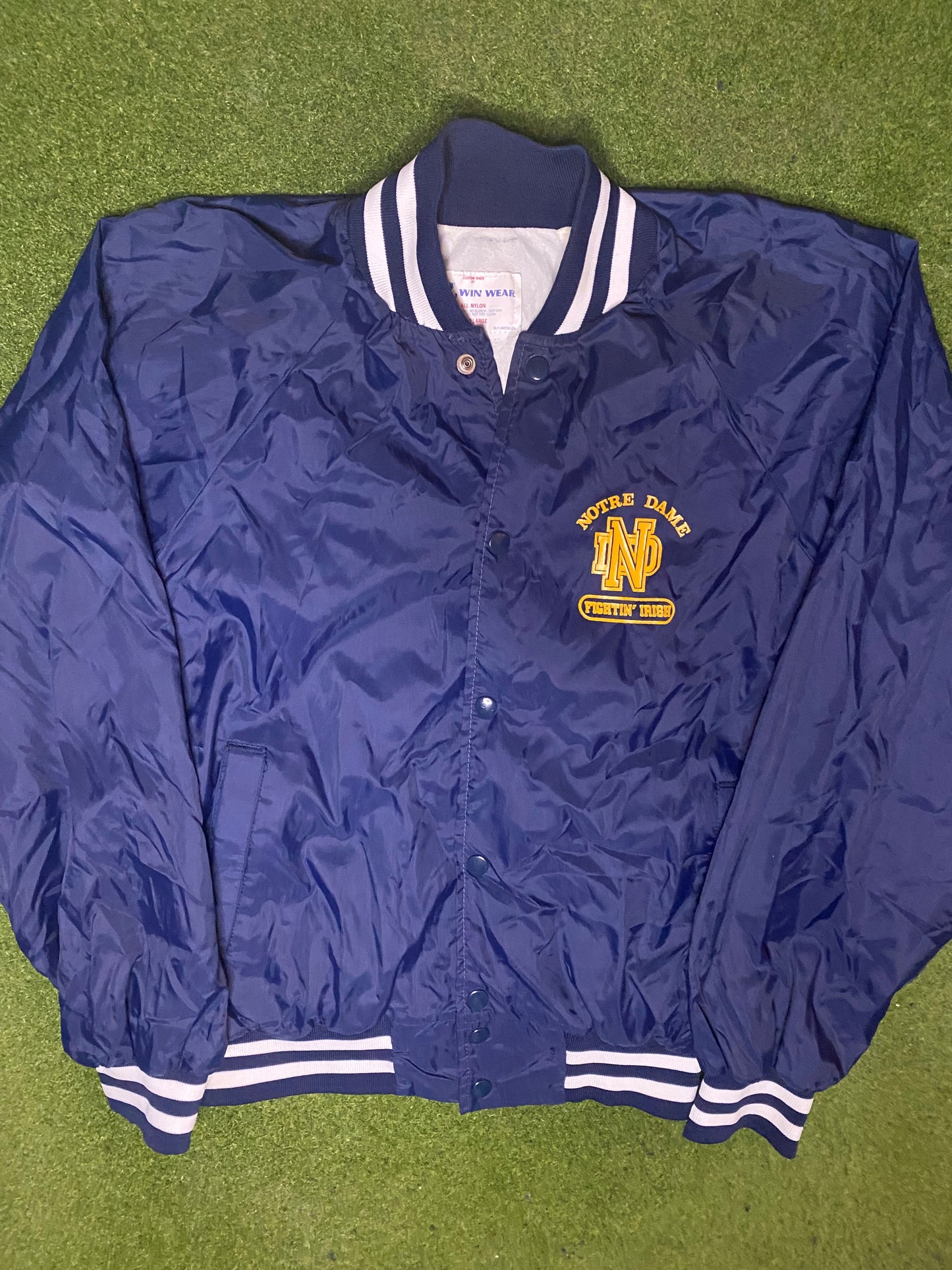 80s Notre Dame Fighting Irish - Vintage College Jacket (Large) - Gametime Vintage