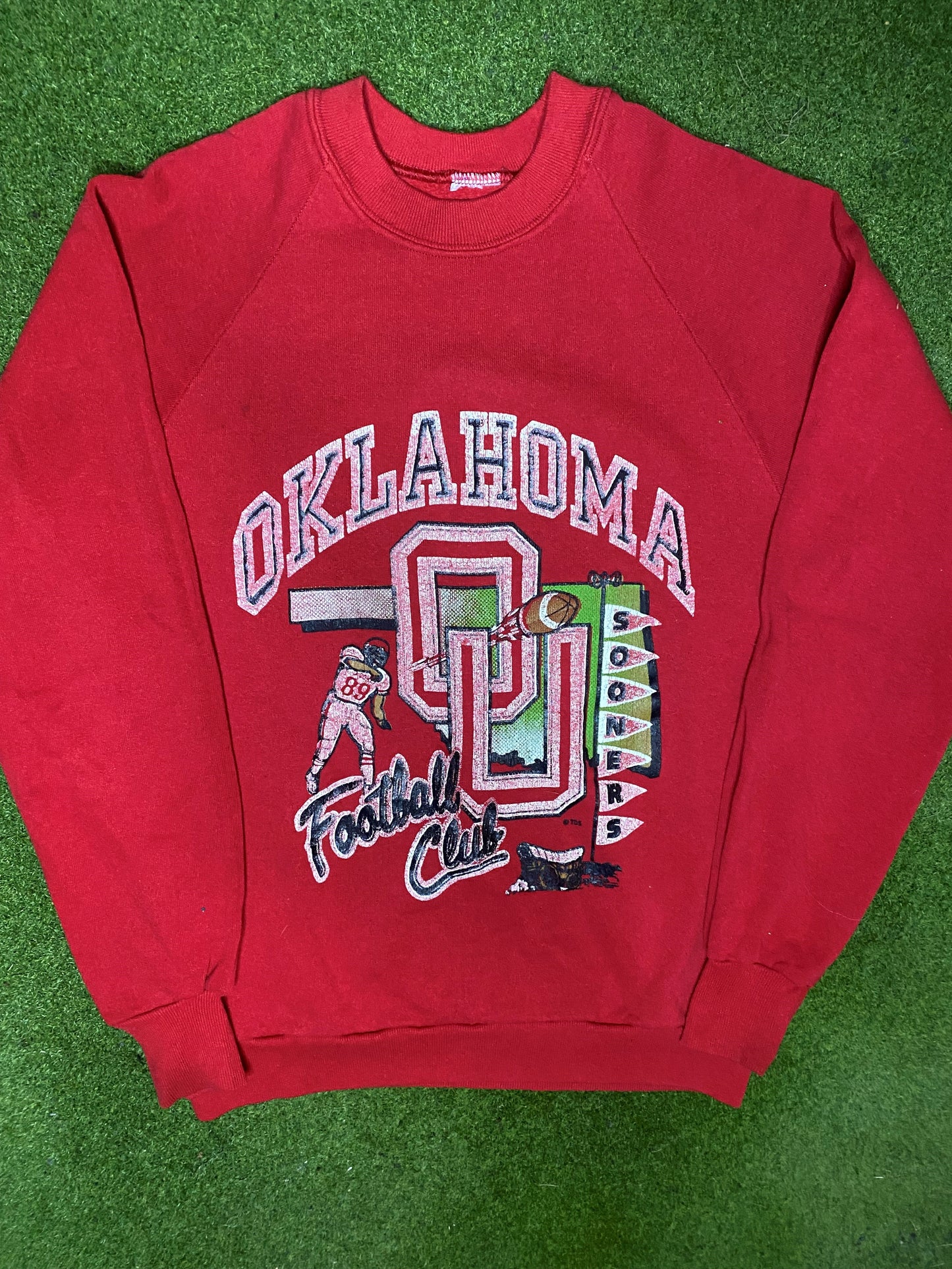 80s Oklahoma Sooners - Vintage College Football Sweatshirt (Small) - Gametime Vintage