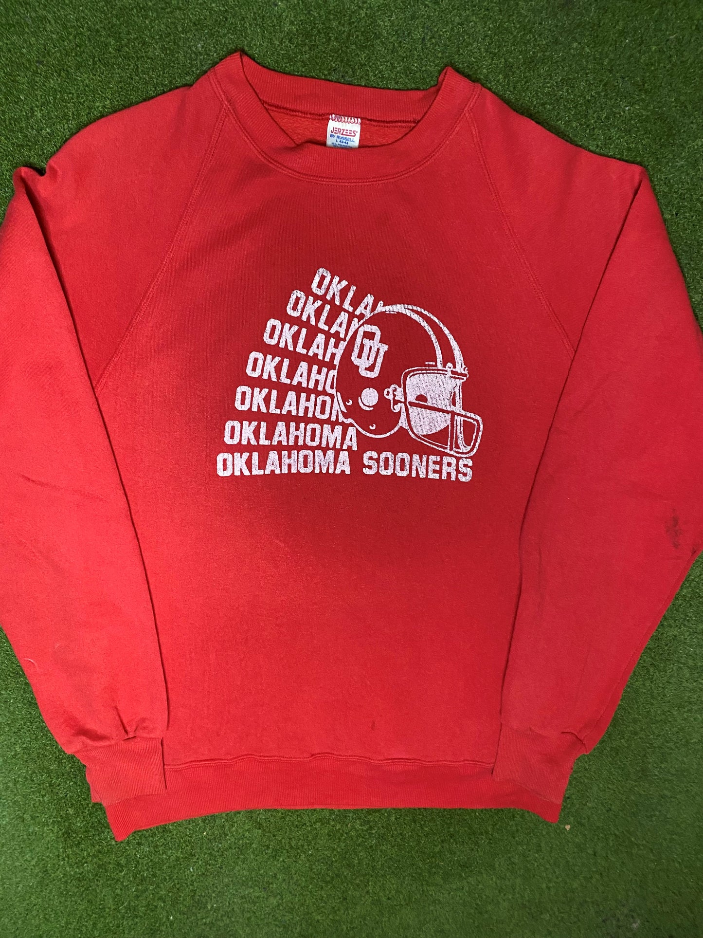 80s Oklahoma Sooners - Vintage College Sweatshirt (Large) - Gametime Vintage