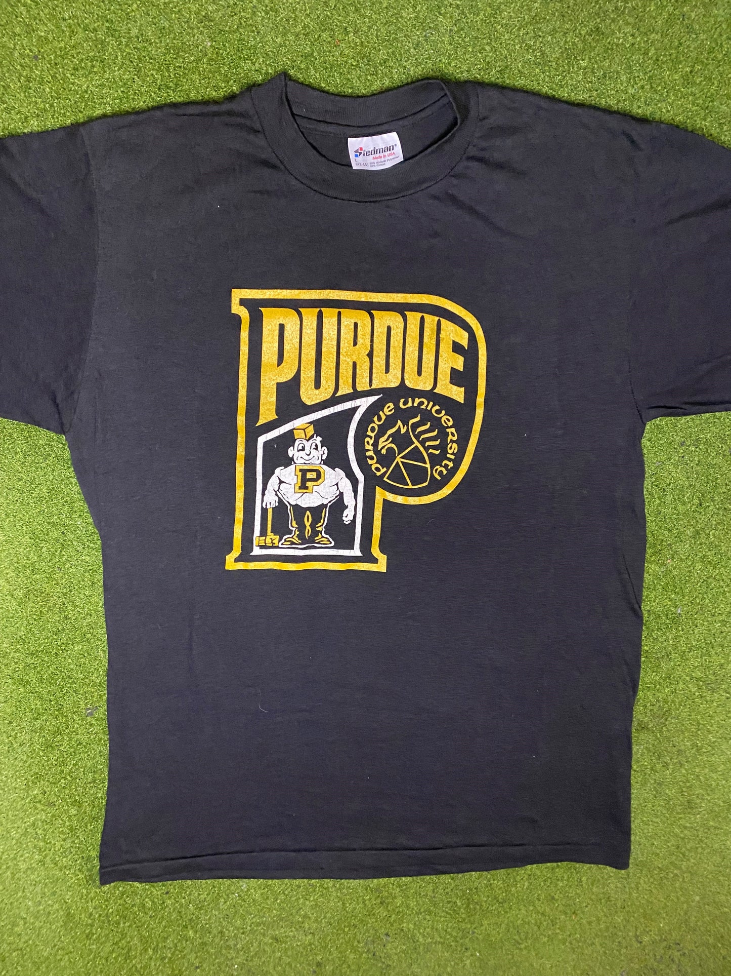80s Purdue Boilermakers - Vintage College T-Shirt (Large) - Gametime Vintage