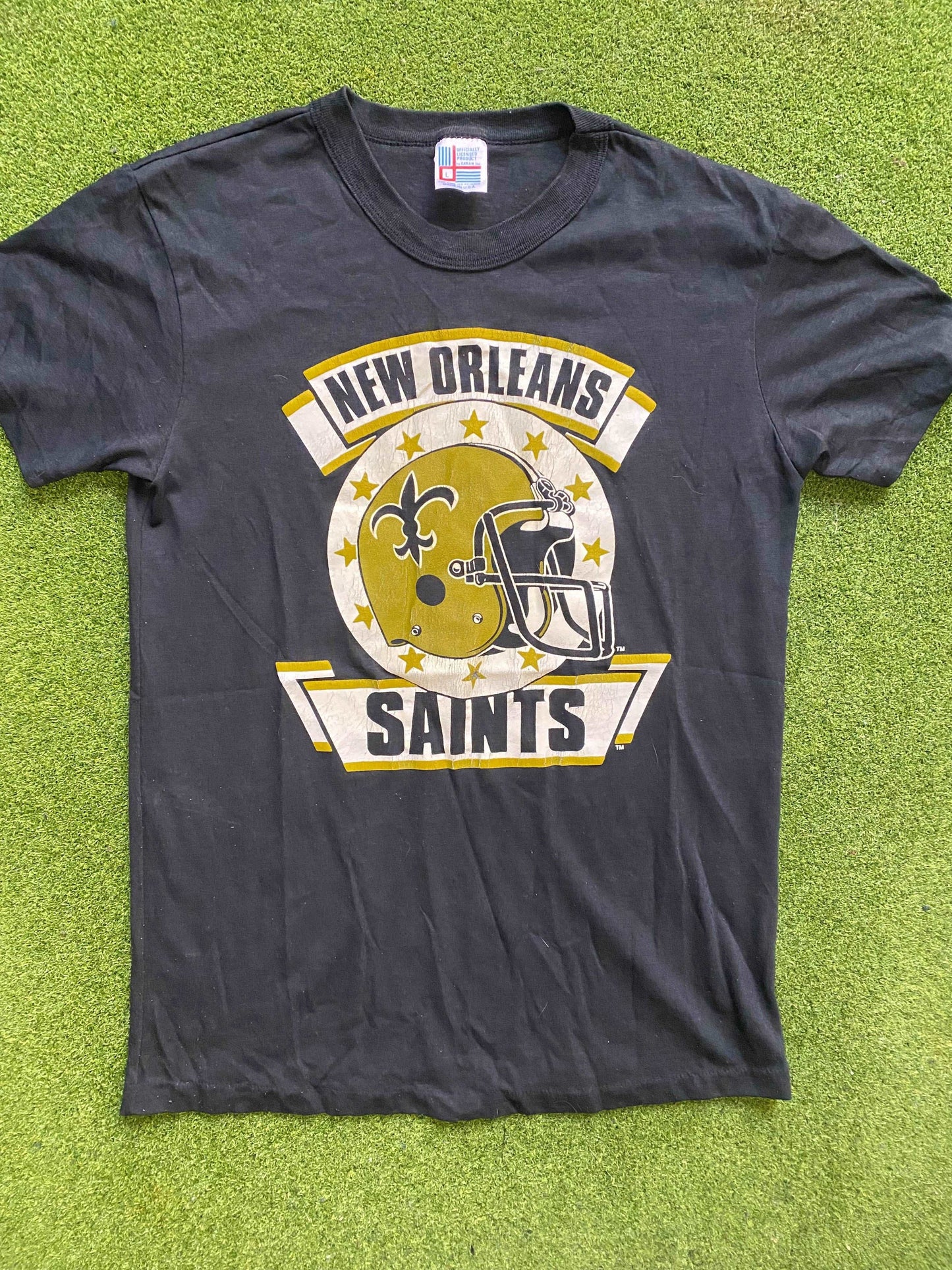80s New Orleans Saints - Vintage NFL T-Shirt (Large) - Gametime Vintage