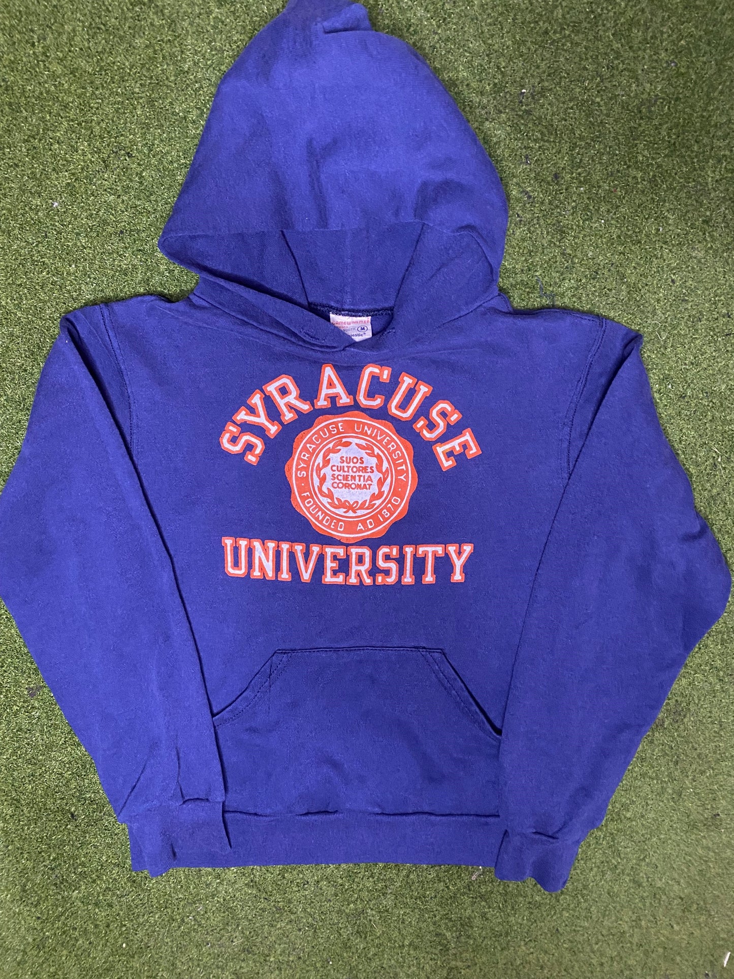 80s Syracuse Orangemen - Vintage University Hoodie (Youth Medium) - Gametime Vintage