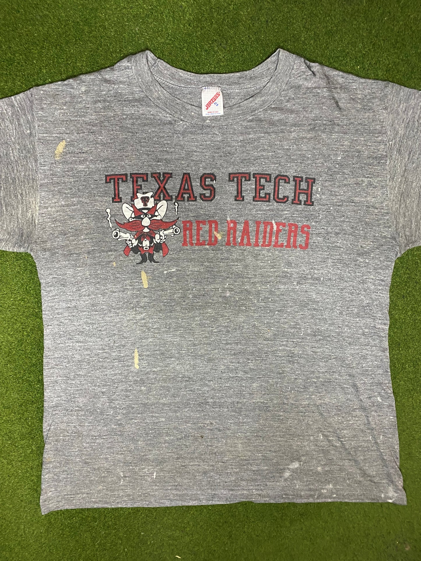 80s Texas Tech Red Raiders - Vintage College T-Shirt (XL) - Gametime Vintage