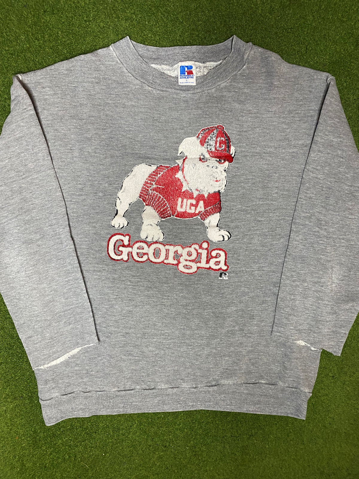 80s UGA Bulldogs - Vintage College Sweatshirt (Large) - Gametime Vintage