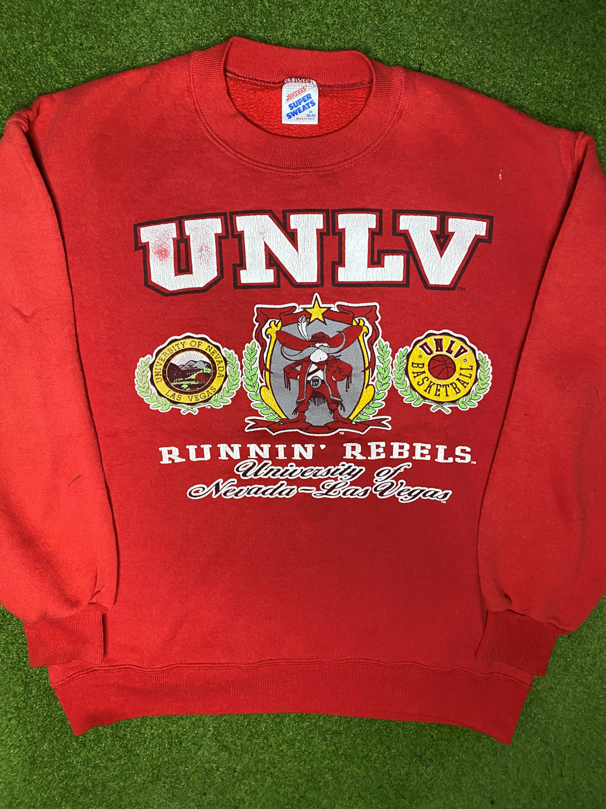 80s UNLV Runnin Rebels - Vintage University Sweatshirt (Medium) - Gametime Vintage