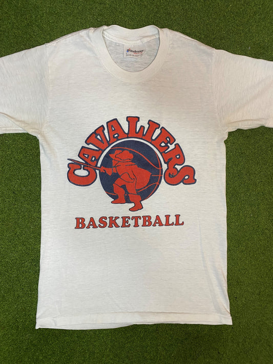 80s Virginia Cavaliers - Vintage College Basketball Tee (Youth Large)