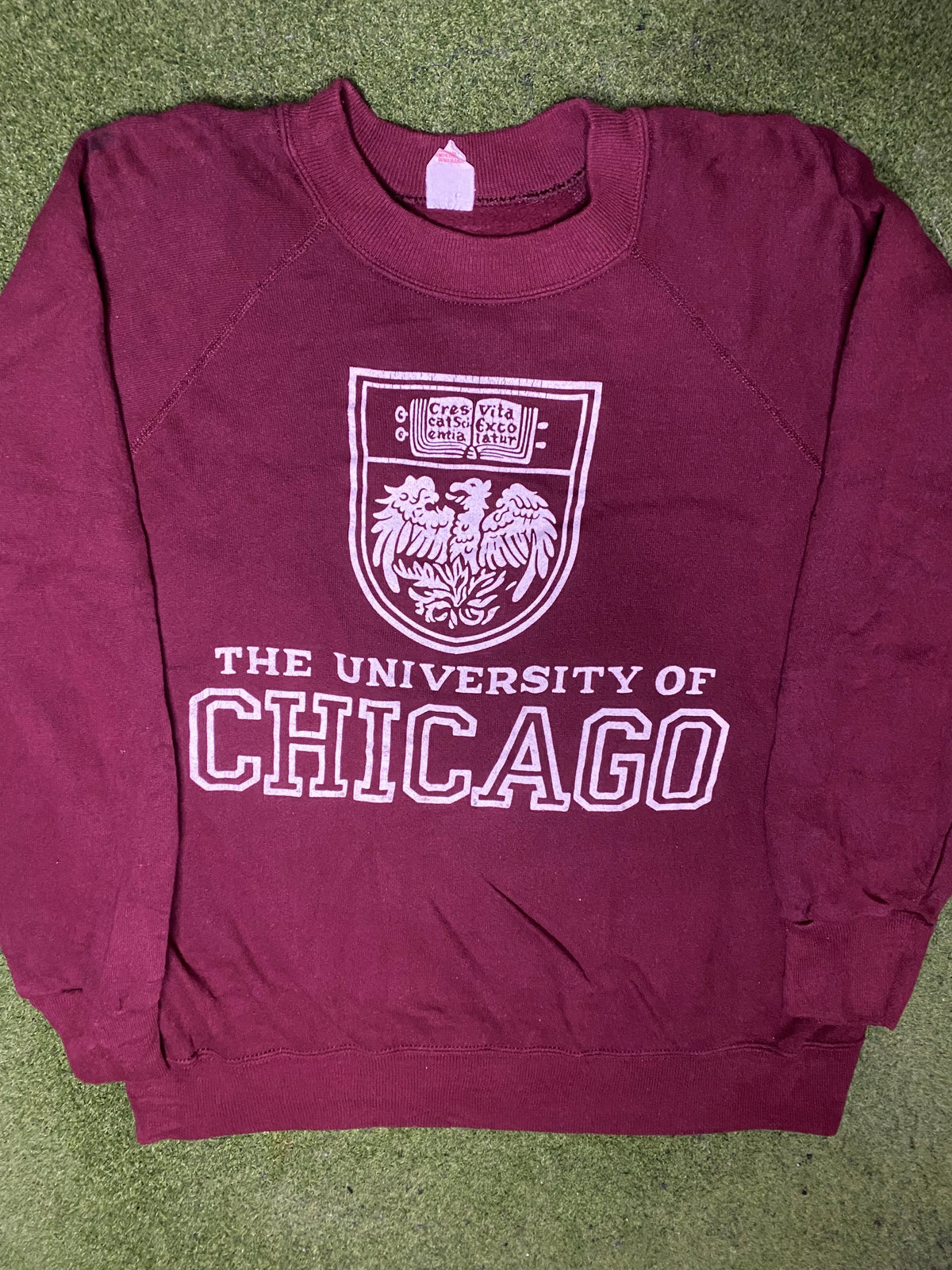 80s University of Chicago Maroon - Vintage College Sweatshirt (Large) - Gametime Vintage