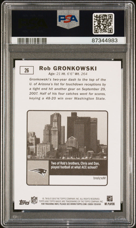 Graded 2010 Topps Magic Rob Gronkowski #26 Rookie RC Football Card PSA 10 Gem Mint