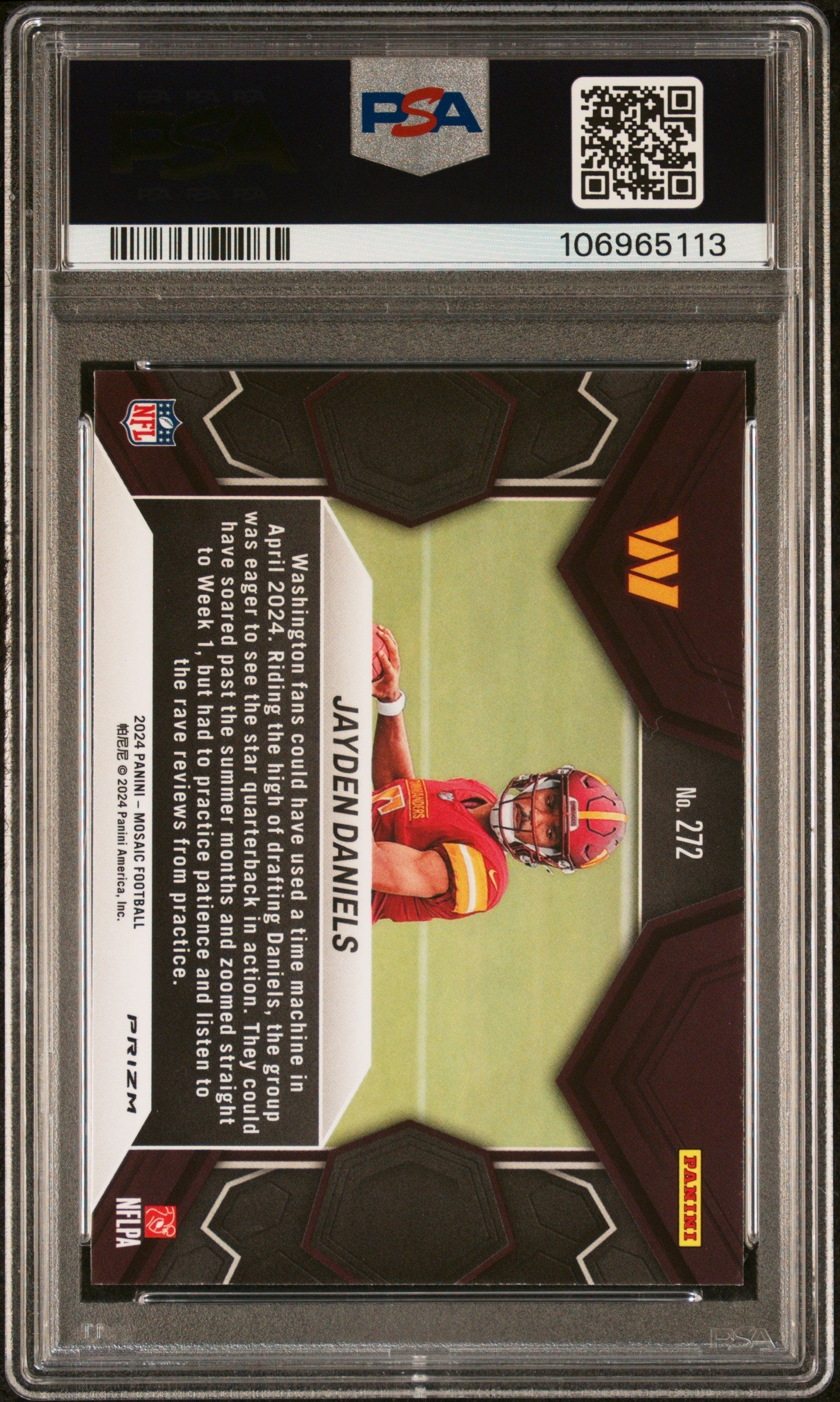 Graded 2024 Panini Mosaic Jayden Daniels #272 Camo Pink Rookie RC Football Card PSA 10 Gem Mint