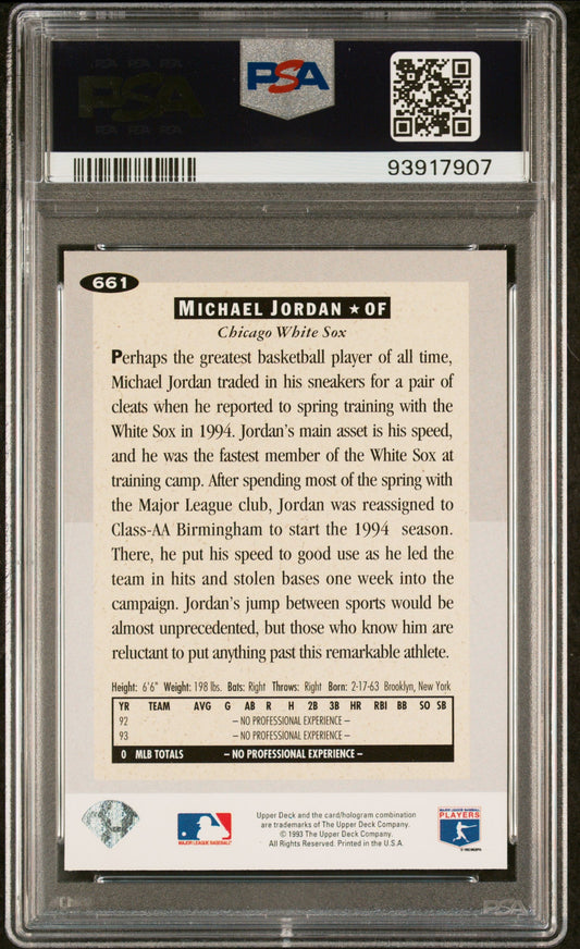Graded 1994 Collector's Choice Michael Jordan #661 Rookie RC Baseball Card PSA 9 Mint