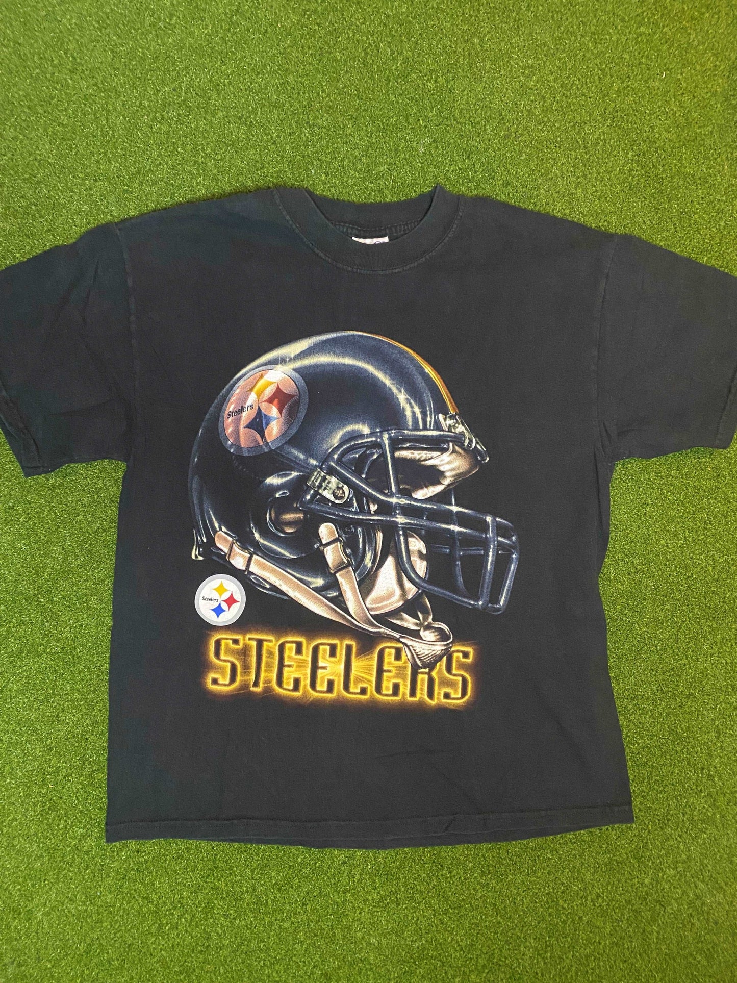 90s Pittsburgh Steelers - Big Logo - Vintage NFL Tee Shirt (Large) - Gametime Vintage