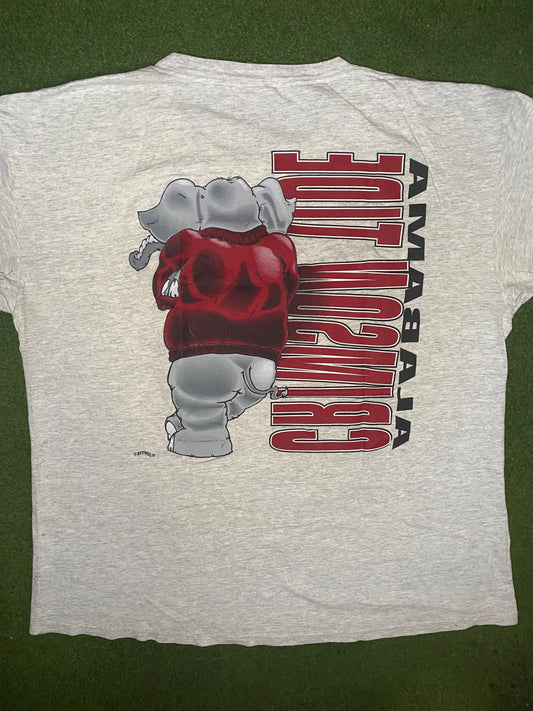 90s Alabama Crimson Tide - Double Sided - Vintage College T Shirt (XL)
