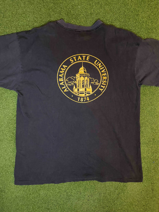 90s Alabama State Hornets - Double Sided - Vintage HBCU Tee Shirt (2XL) - Gametime Vintage