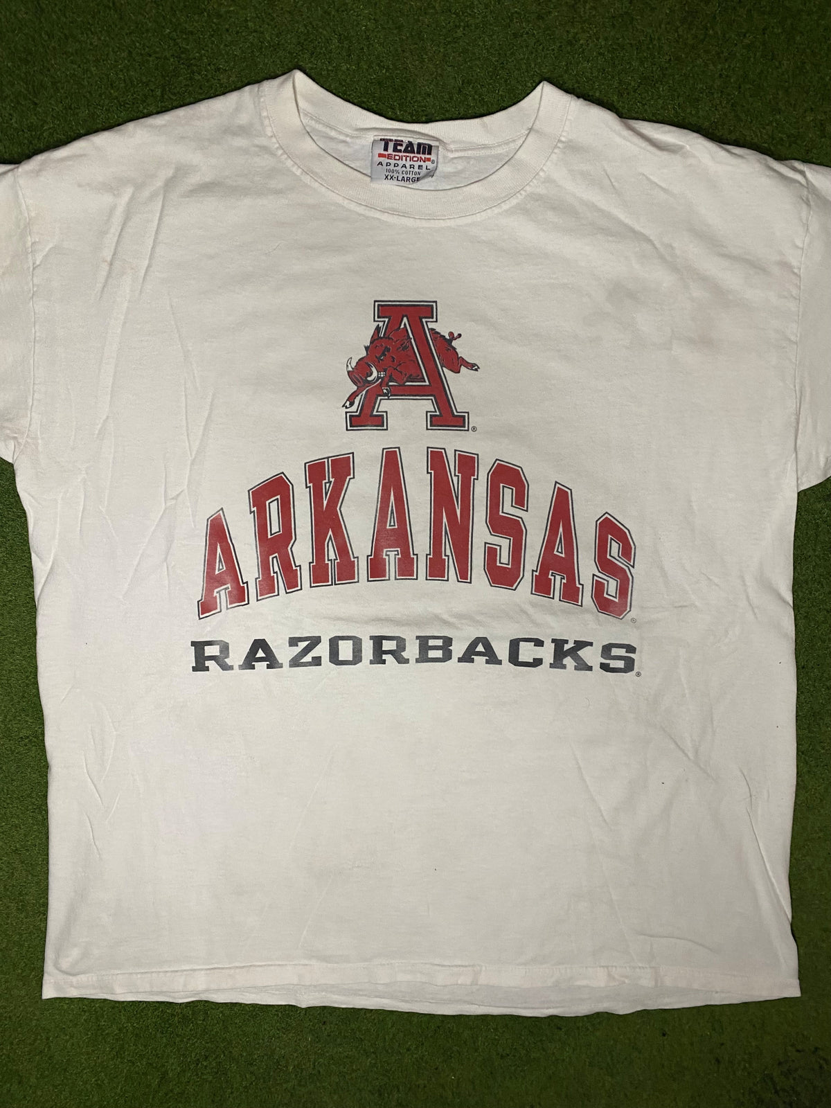 90s Arkansas Razorbacks - Vintage College T Shirt (2XL) - Gametime Vintage
