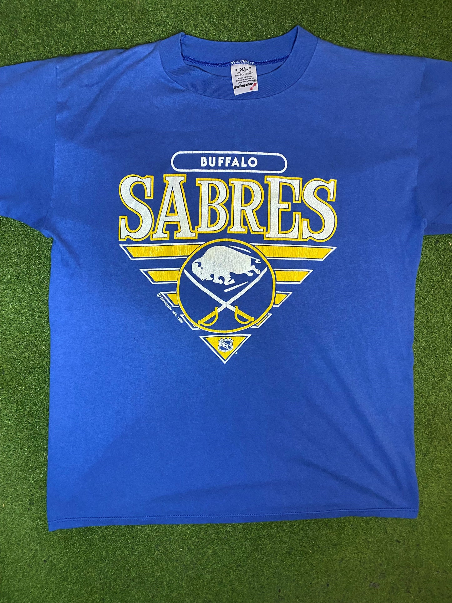 90s Buffalo Sabres - Vintage NHL Tee (XL) - Gametime Vintage