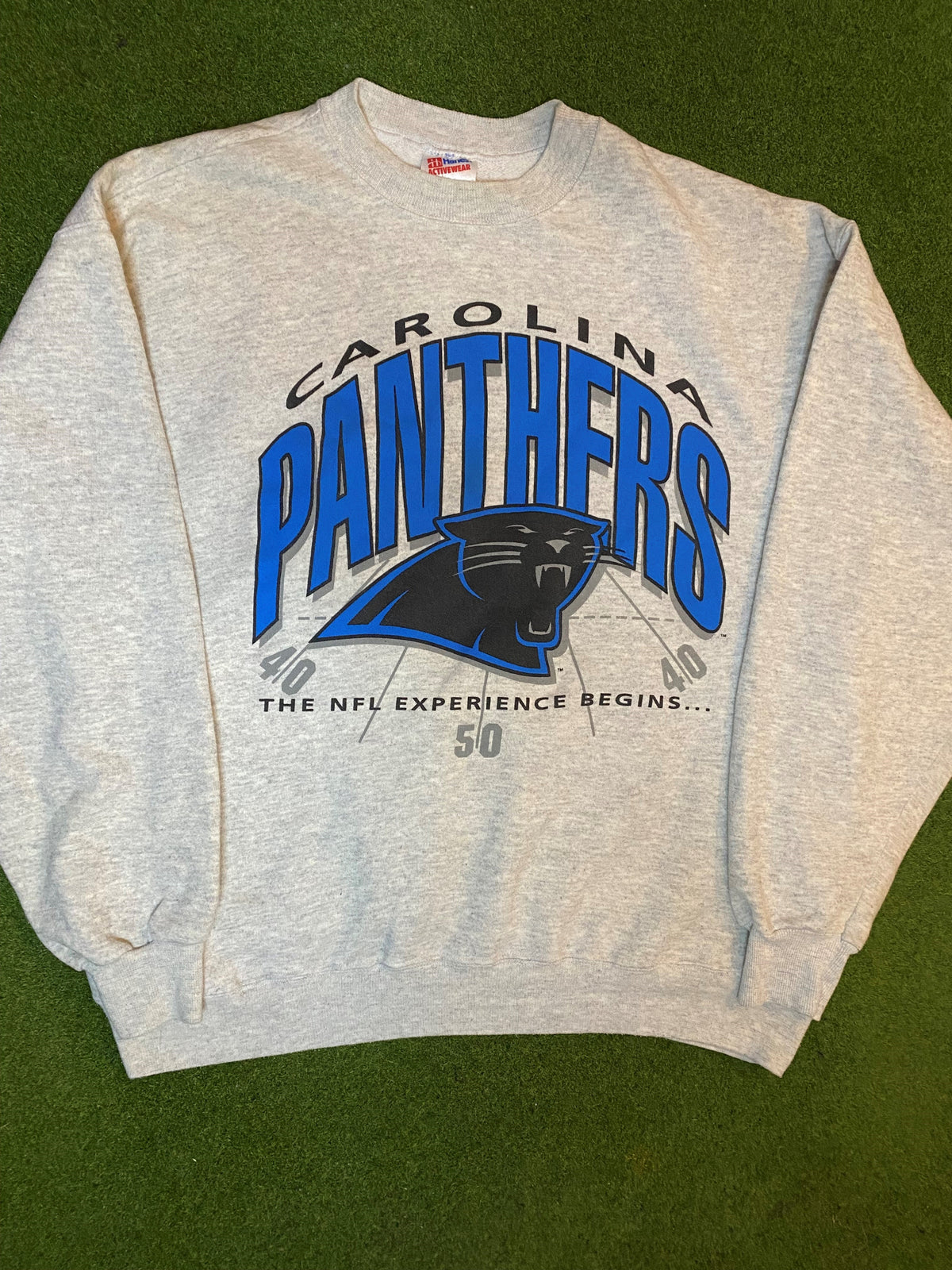 90s Carolina Panthers - The NFL Experience Begins - Vintage NFL Sweatshirt (2XL) - Gametime Vintage