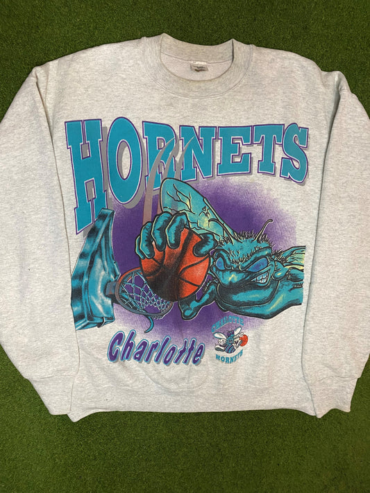90s Charlotte Hornets - Vintage NBA Crewneck Sweatshirt (XL)
