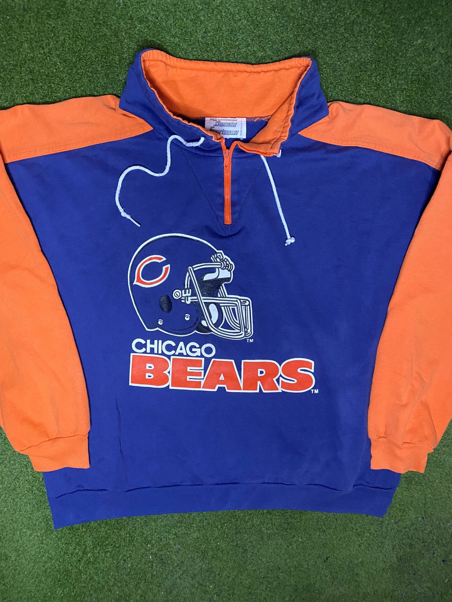 90s Chicago Bears - Vintage NFL 3/4 Zip Pullover (2XL) - Gametime Vintage
