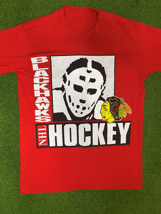 90s Chicago Blackhawks - Vintage NHL T-Shirt (Medium)