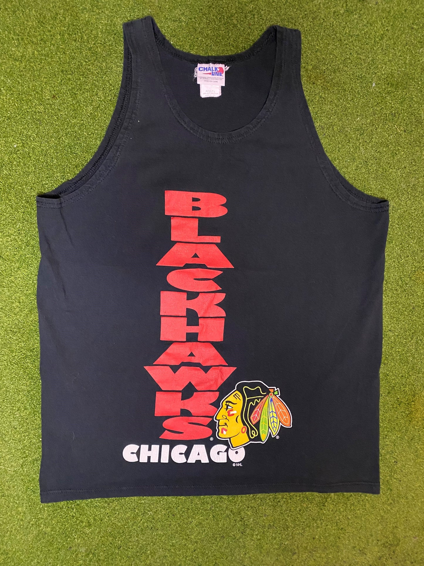 90s Chicago Blackhawks - Vintage NHL Tank (Large) - Gametime Vintage