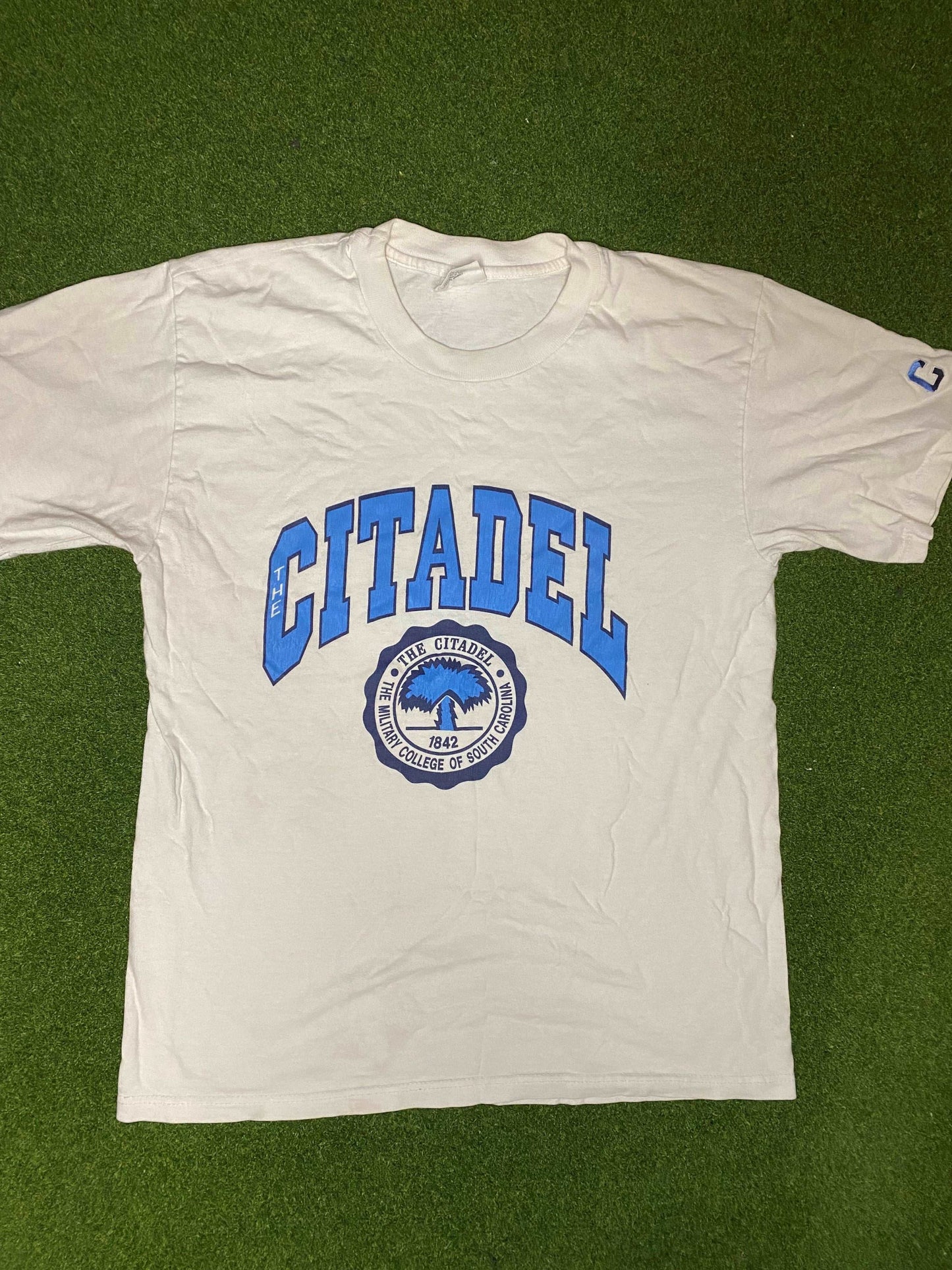 90s Citadel Bulldogs - Vintage College Tee Shirt (Medium) - Gametime Vintage
