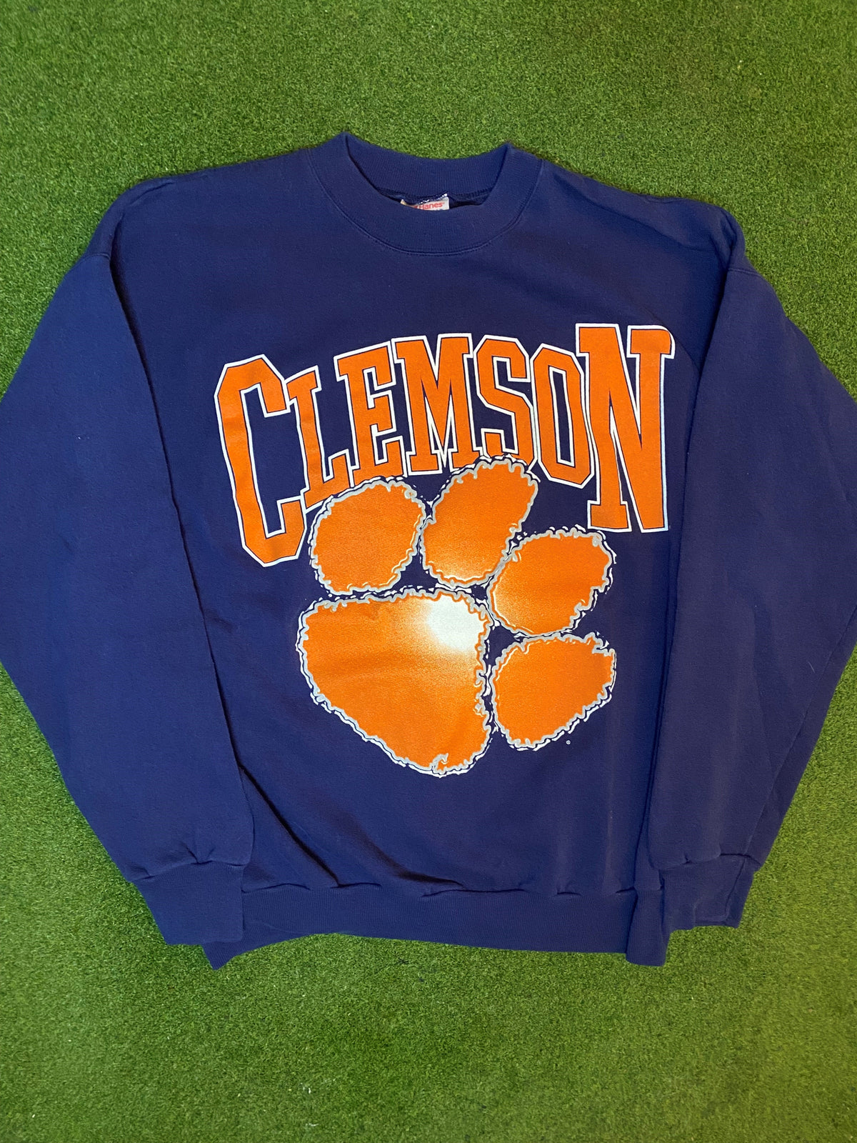 90s Clemson Tigers - Vintage College Crewneck Sweatshirt (Large) - Gametime Vintage