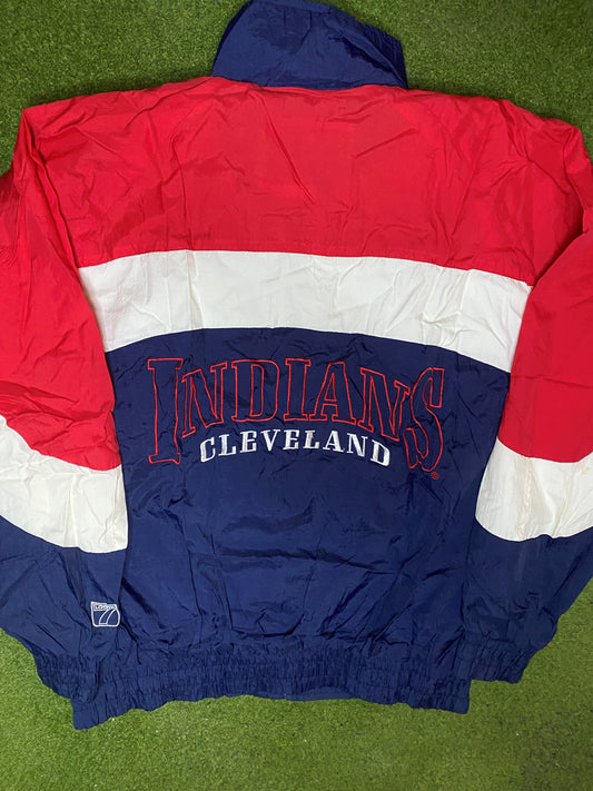 90s Cleveland Indians - Vintage MLB Windbreaker (Large) - Gametime Vintage