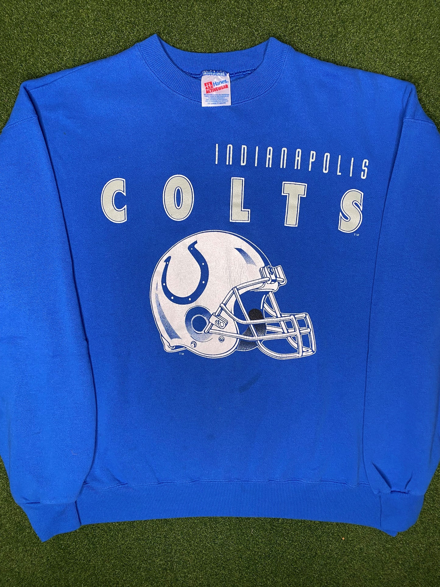 90年代印第安纳波利斯小马队 - 复古NFL圆领运动衫 (2XL)