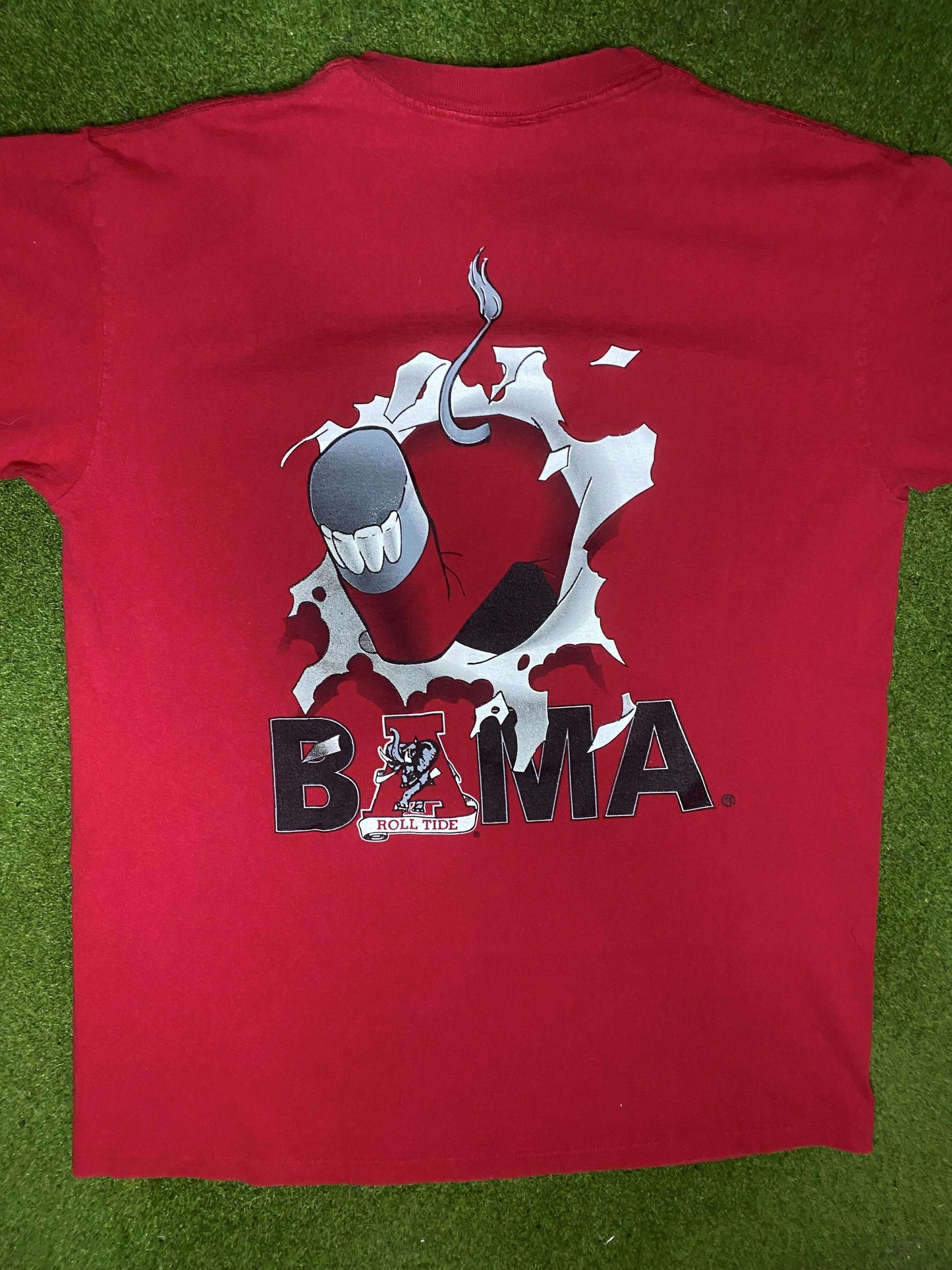 90s Alabama Crimson Tide - Break Thru - Vintage College T-Shirt (XL) - Gametime Vintage