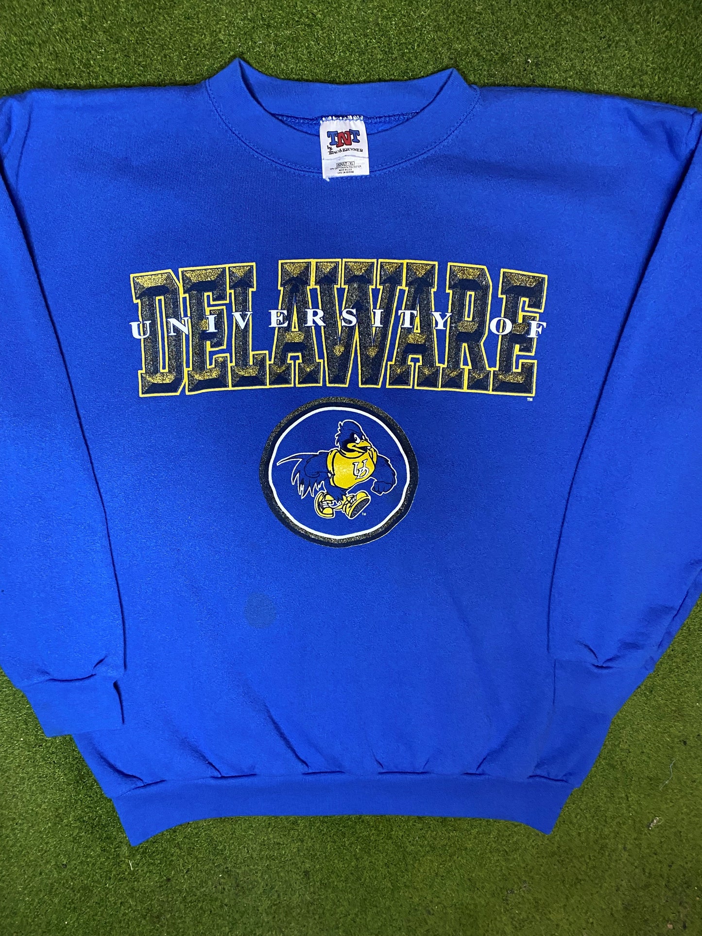 90s Delaware Blue Hens - Vintage College Sweatshirt (XL) - Gametime Vintage