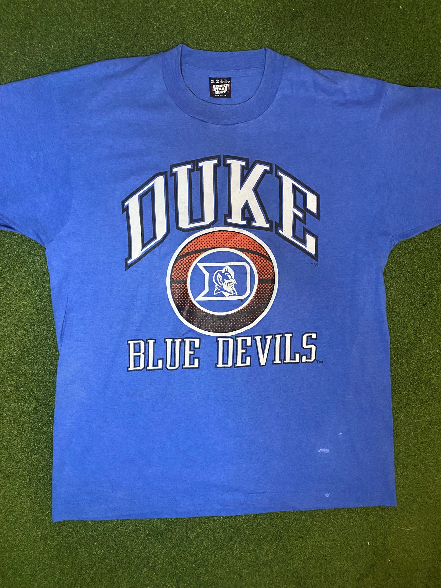 90s Duke Blue Devils - Vintage College Basketball T-Shirt (XL) - Gametime Vintage