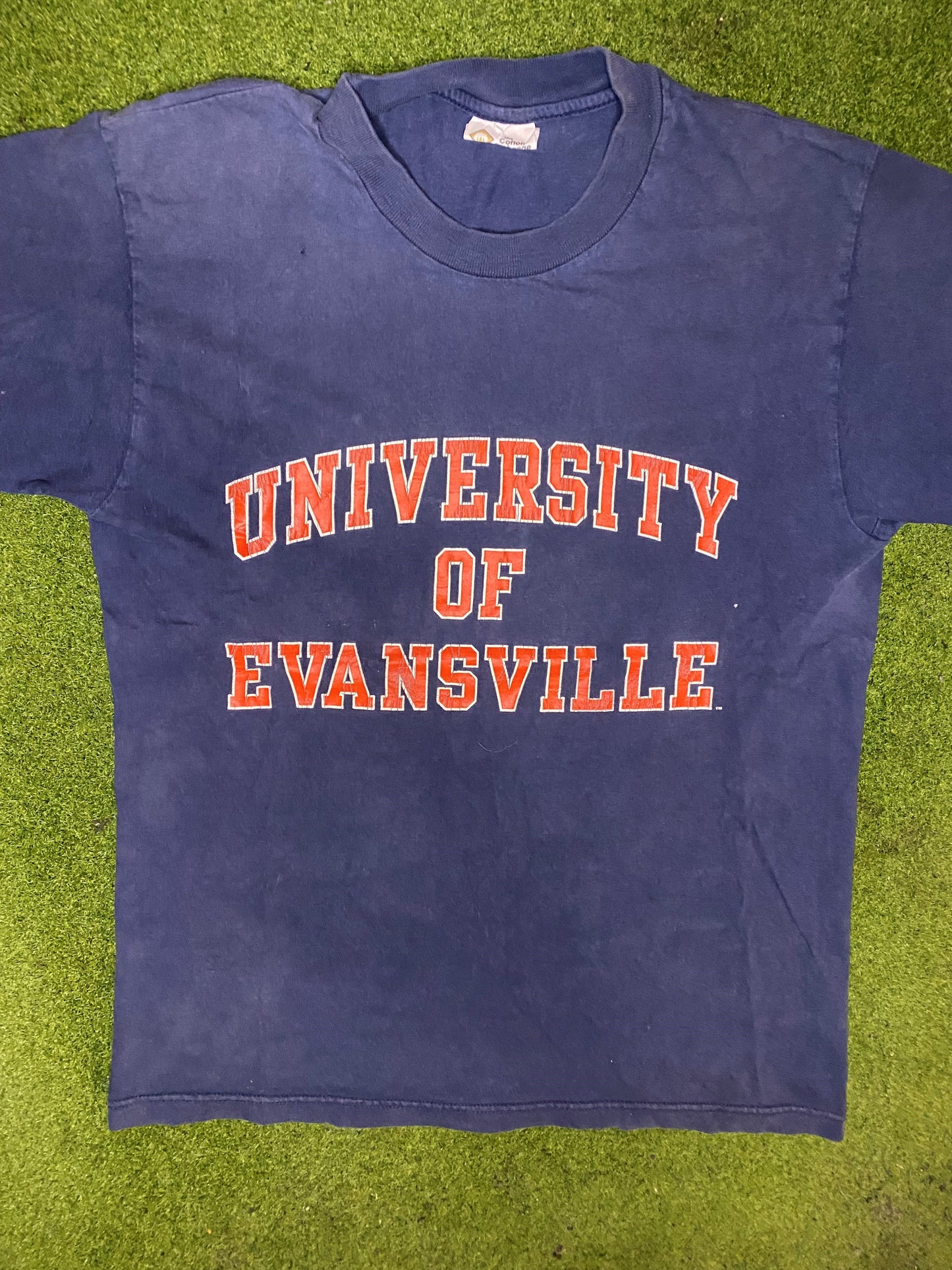 90s Evansville Purple Aces - Vintage University T-Shirt (Medium) - Gametime Vintage