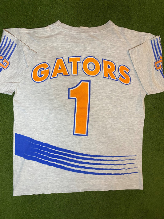 90s Florida Gators - Print All Over - Double Sided - Vintage College Tee Shirt (Large) - Gametime Vintage