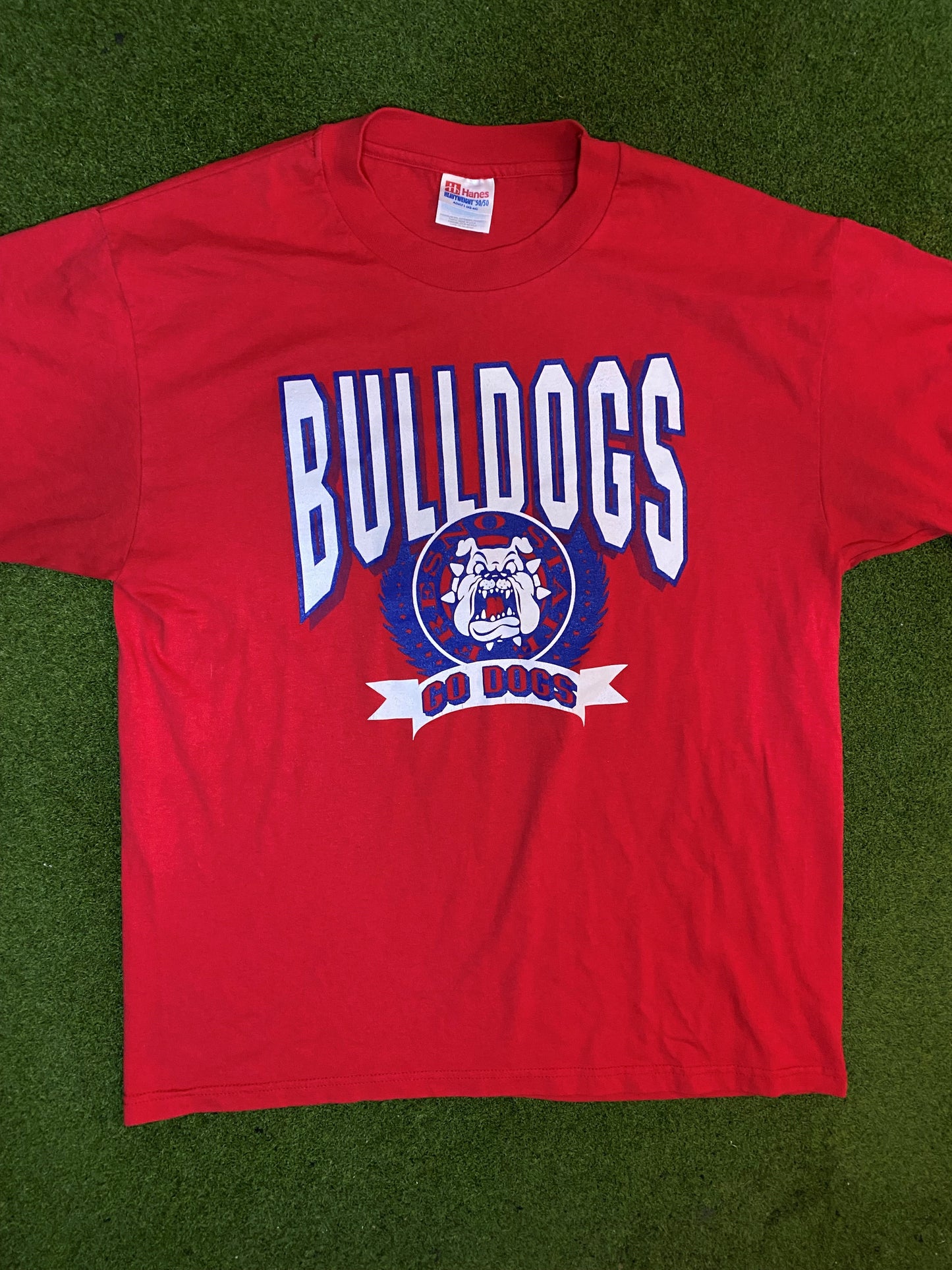 90s Fresno State Bulldogs - Vintage College T-Shirt (Large) - Gametime Vintage