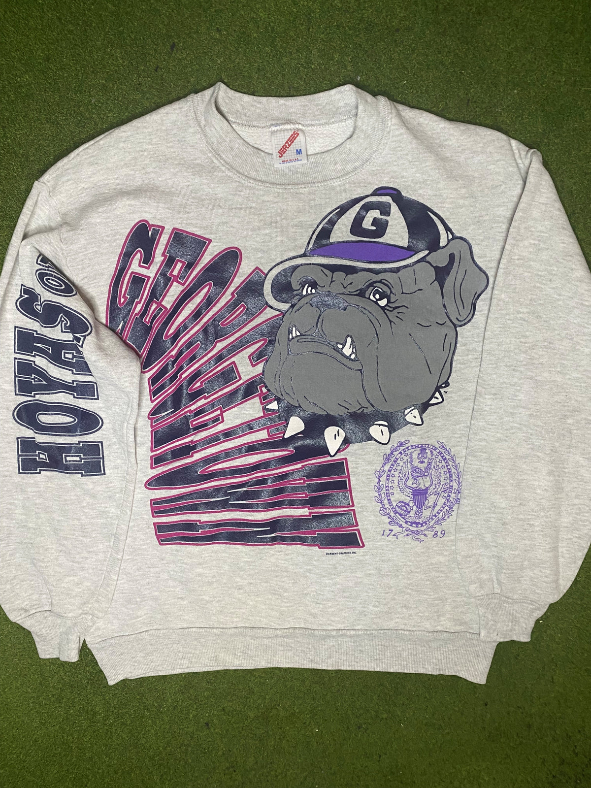 Sudadera Georgetown Hoyas de los 90 - Cuello Redondo Universitario Vintage (Mediana)