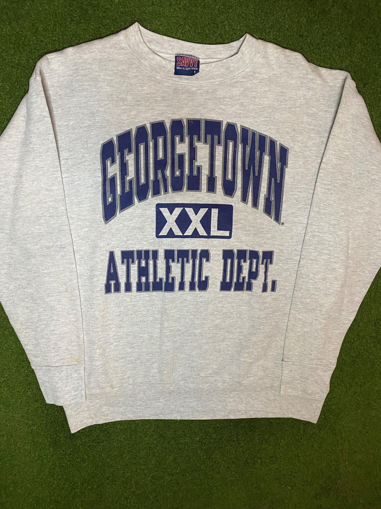 90s Georgetown Hoyas - Vintage College Sweatshirt (Large) - Gametime Vintage
