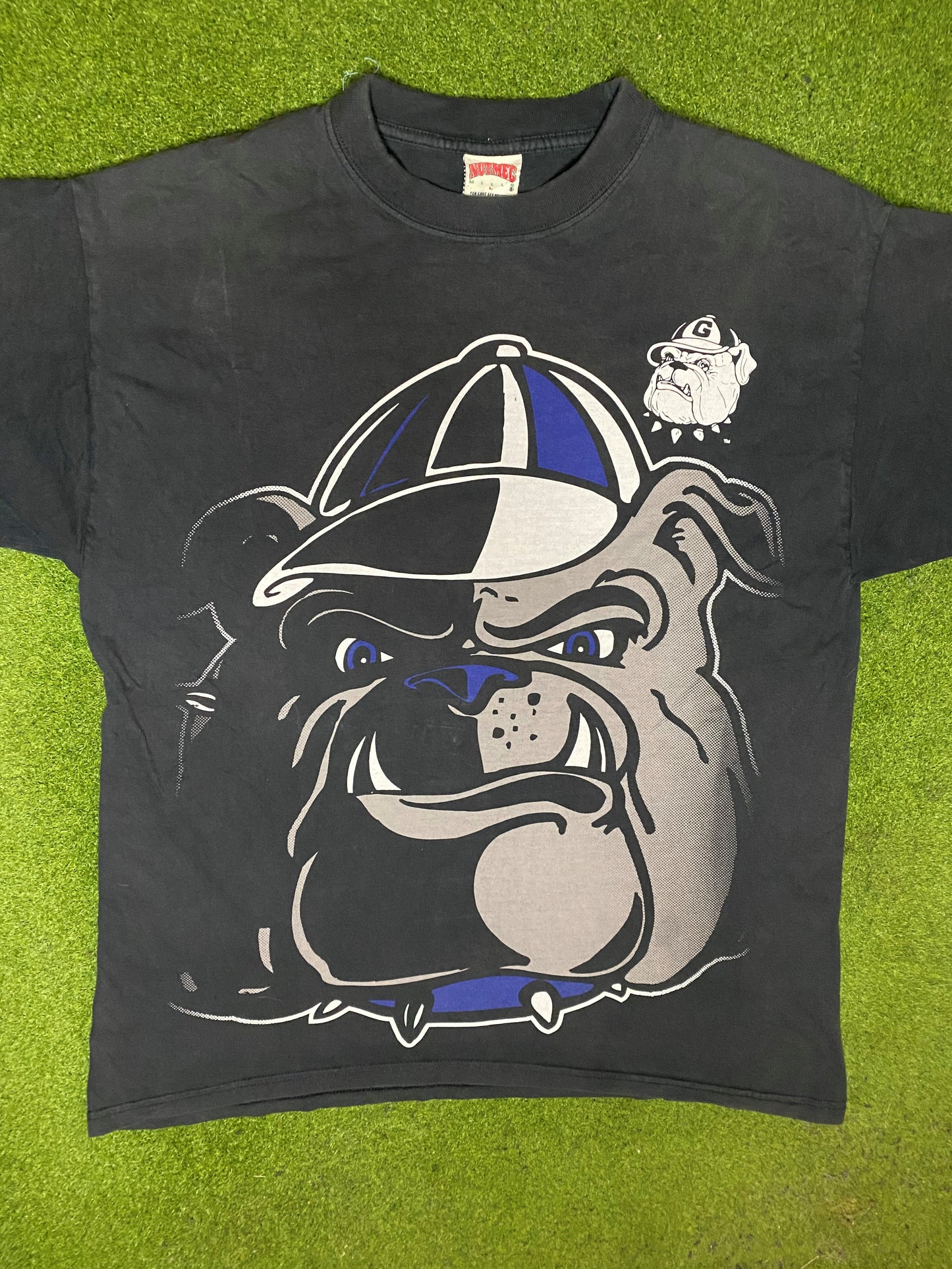 90s Georgetown Hoyas - Big Logo - Vintage College T-Shirt (Large) - Gametime Vintage