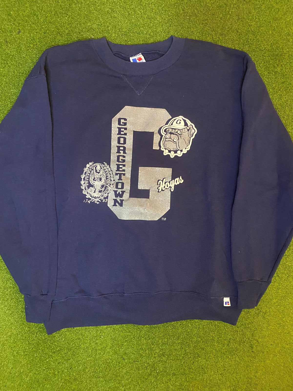 90s Georgetown Hoyas - Vintage College Crewneck Sweatshirt (XL) - Gametime Vintage