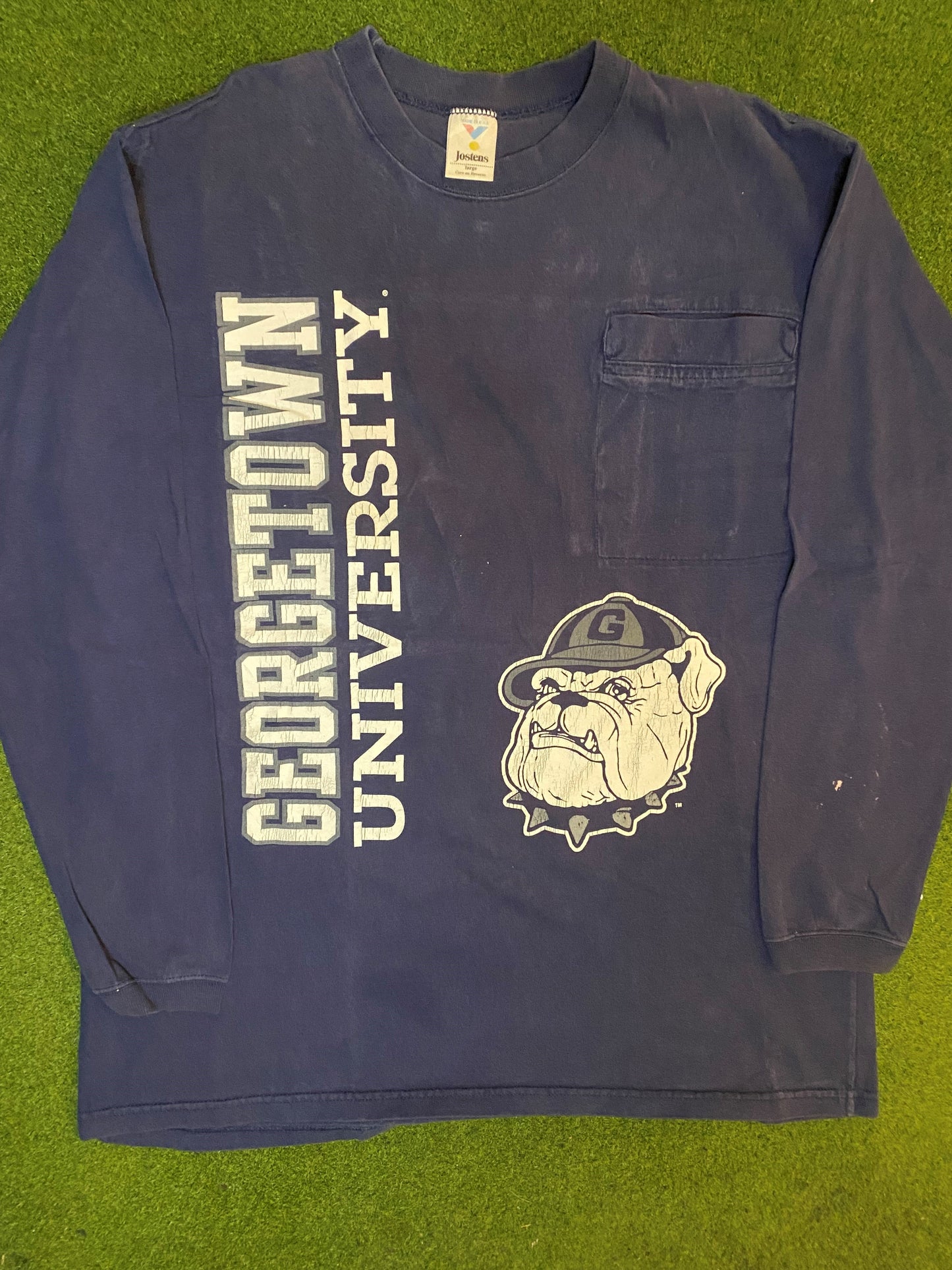 90s Georgetown Hoyas - Vintage College Long Sleeve (Large) - Gametime Vintage